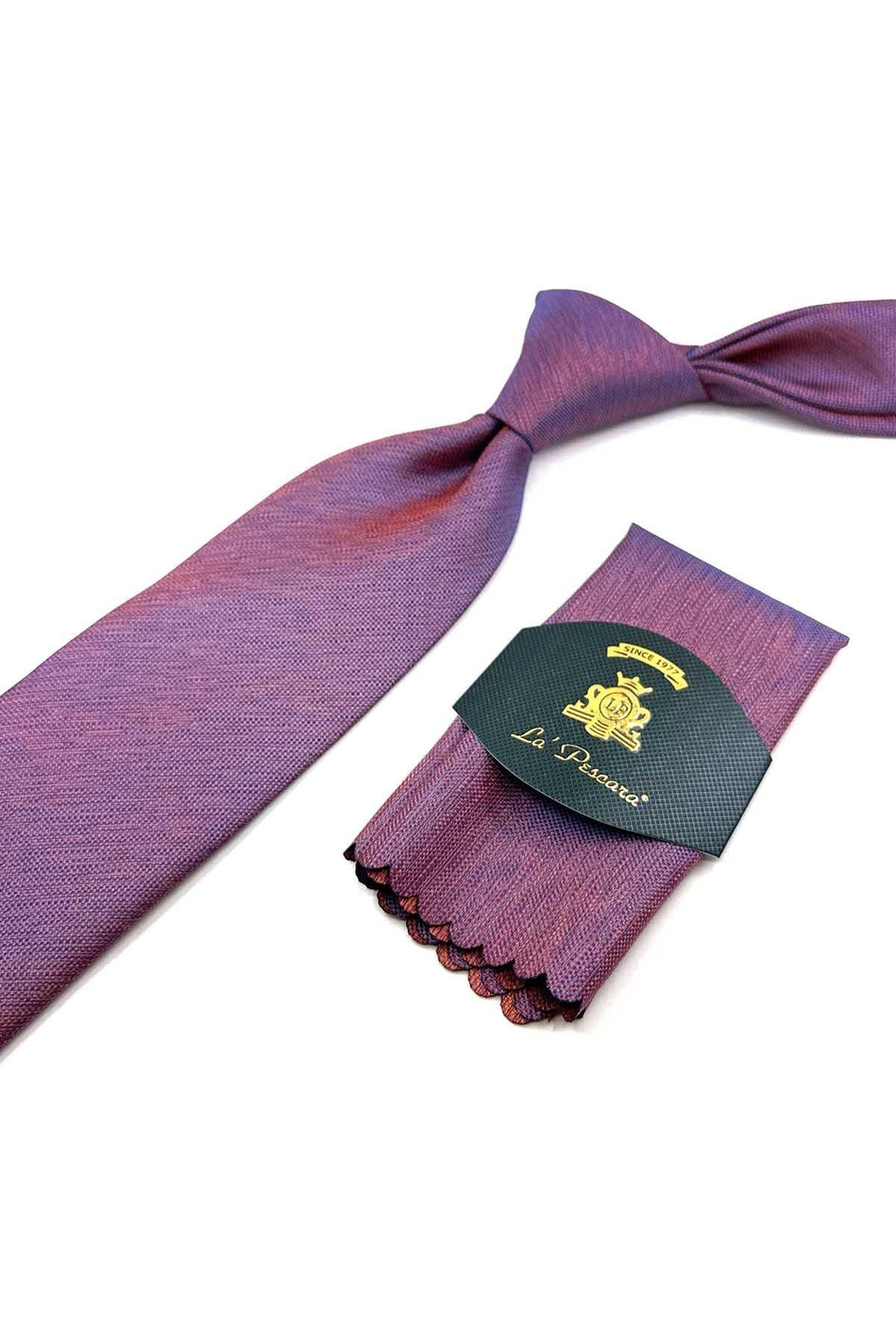 Turuncu Kum Desen Mendilli Klasik Kravat KK12343