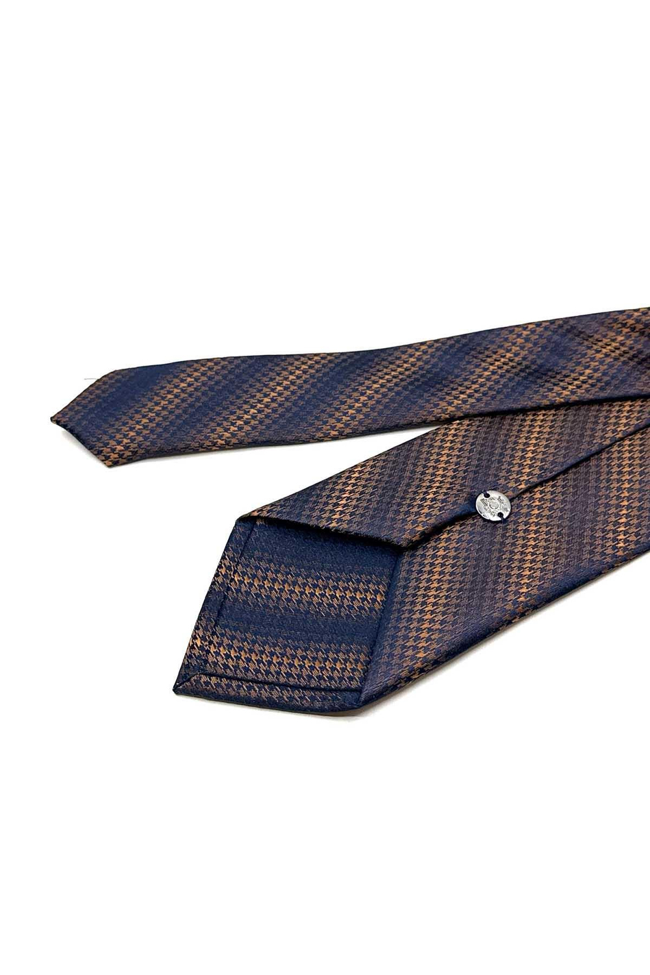 Turuncu - Lacivert Kaz Ayağı Mendilli Klasik Kravat KK13017