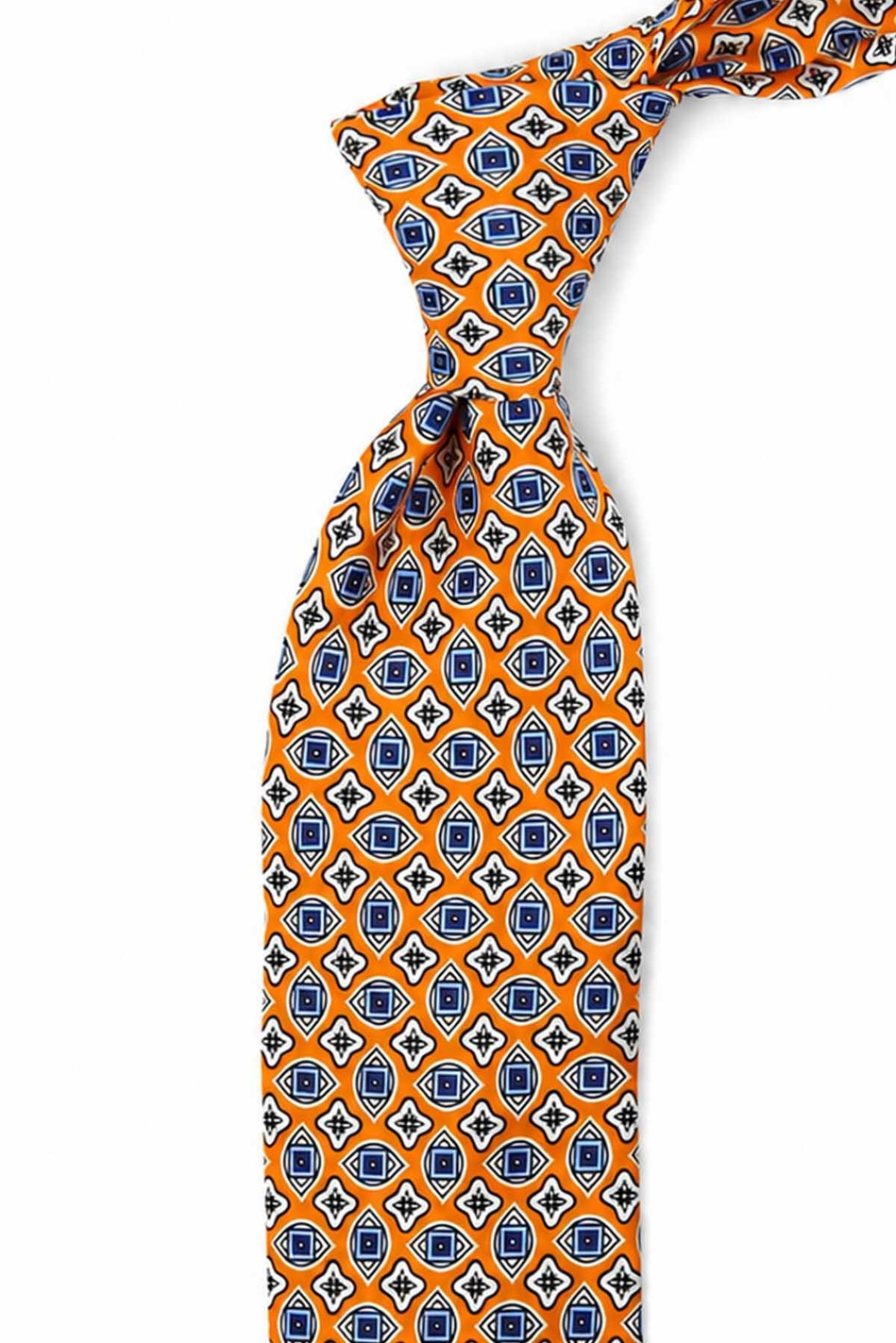 Turuncu Motif Desen İtalyan İpek Kravat İK2542