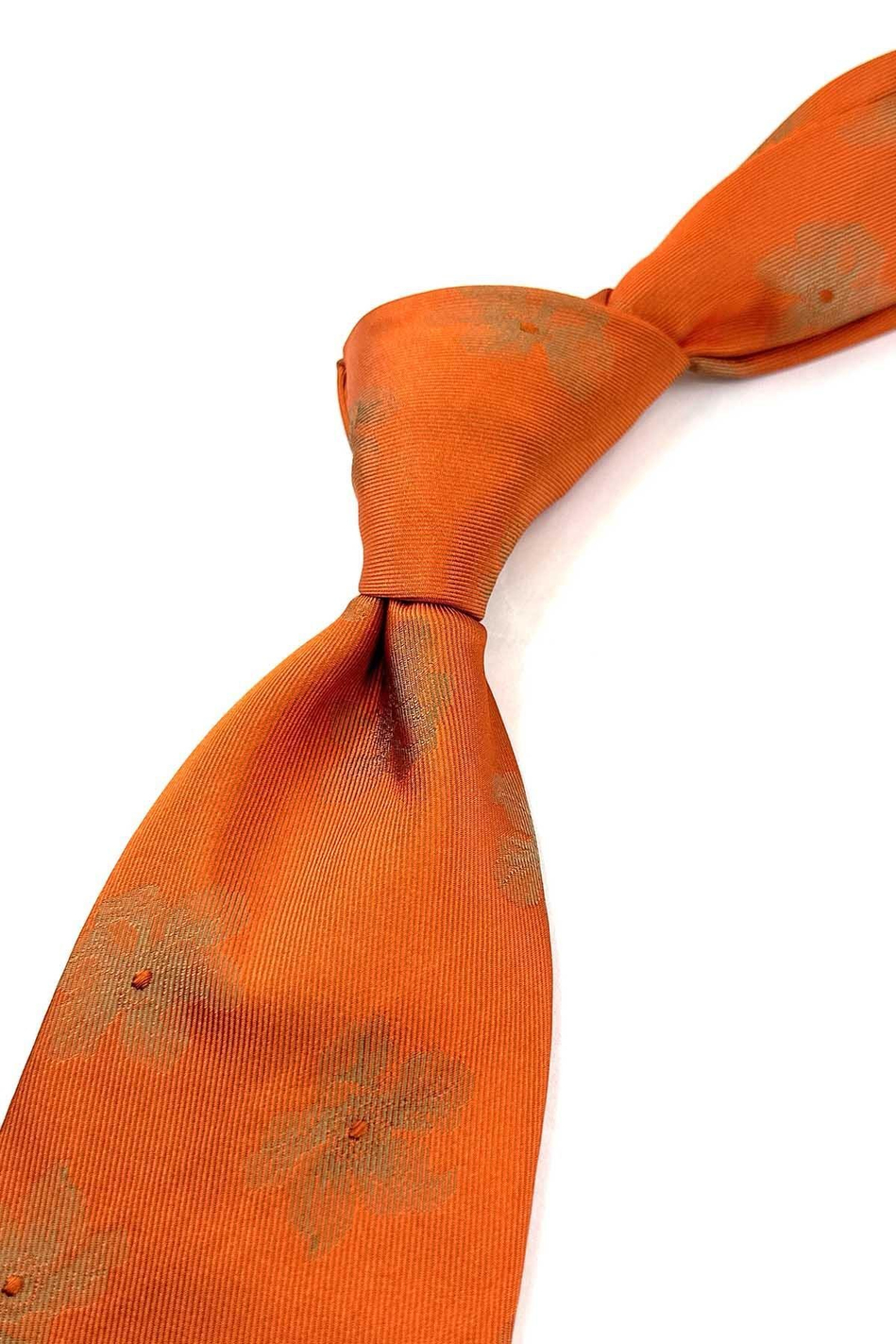 Turuncu Motif Desen İtalyan İpek Kravat İK1684