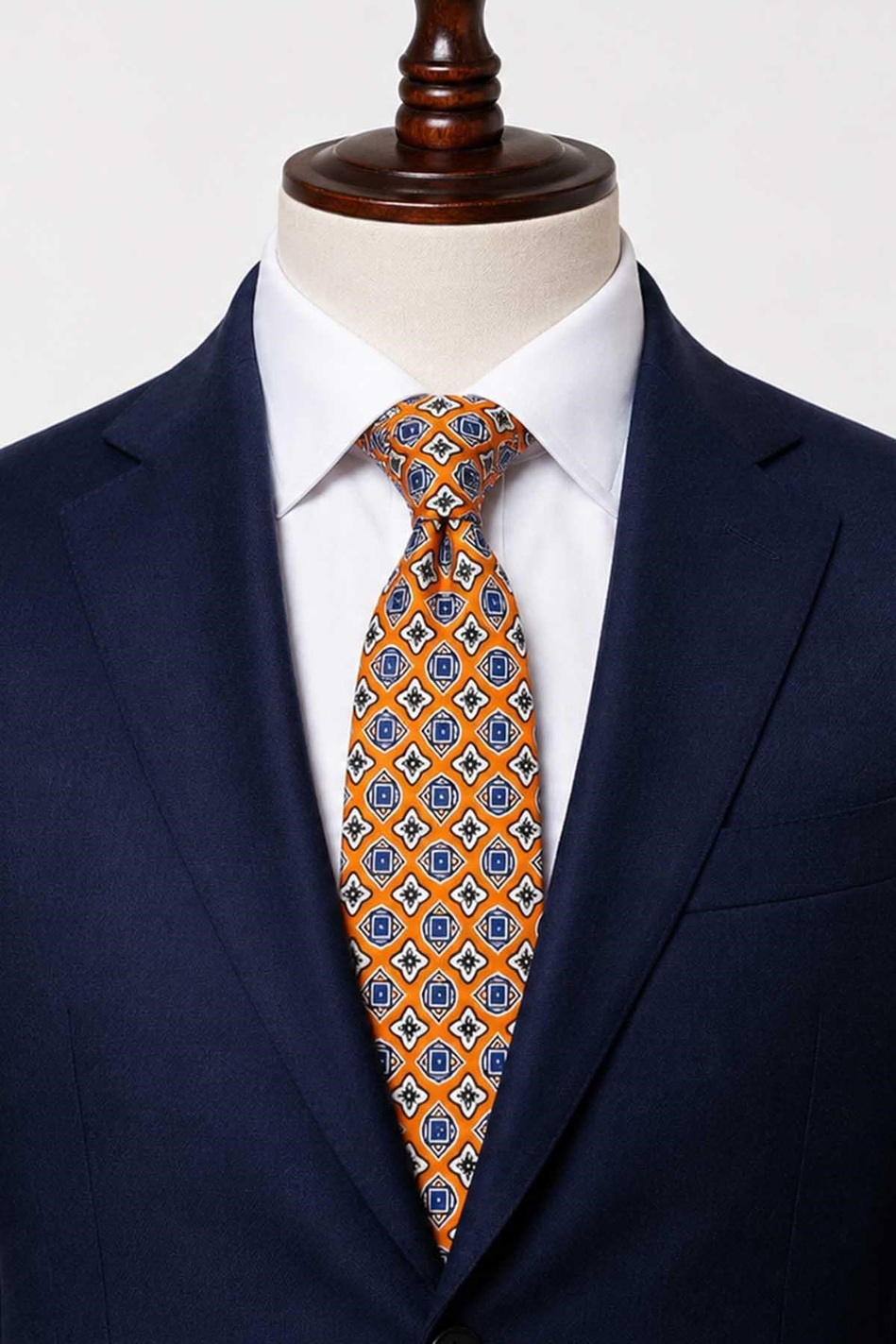 Turuncu Motif Desen İtalyan İpek Kravat İK2542