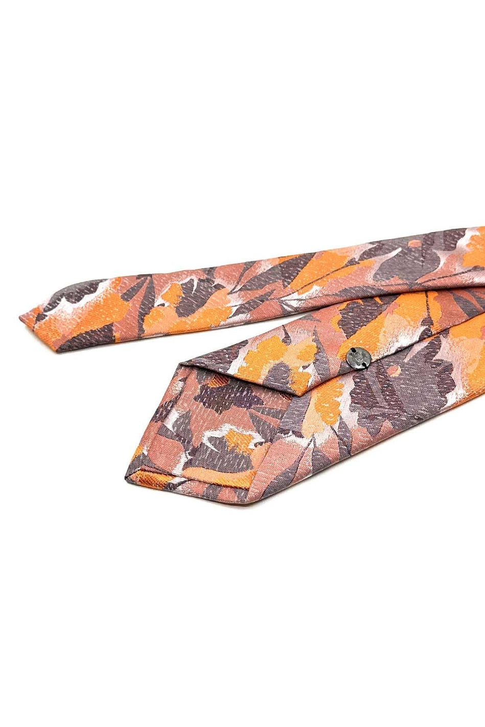 Turuncu Yaprak Desen Mendilli Klasik Kravat KK13079
