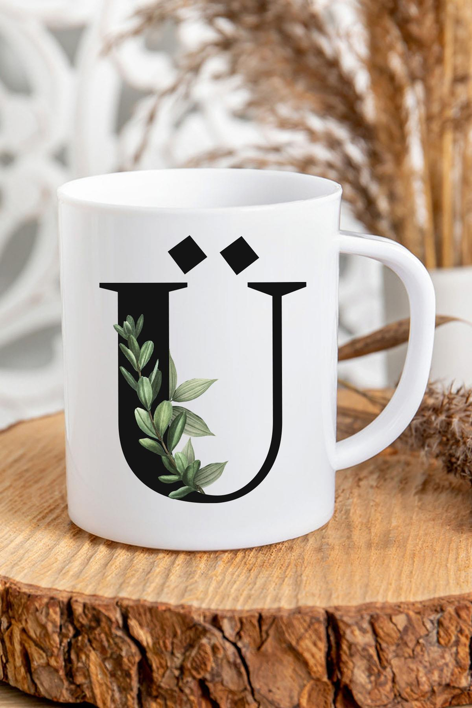 Ü Harfli Baş Harf Baskılı Kupa Bardak