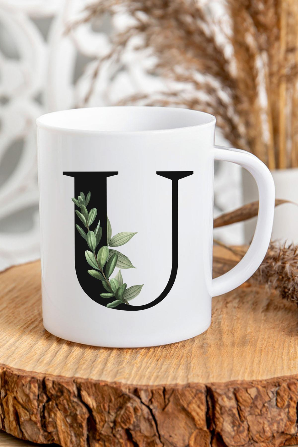 U Harfli Baş Harf Baskılı Kupa Bardak