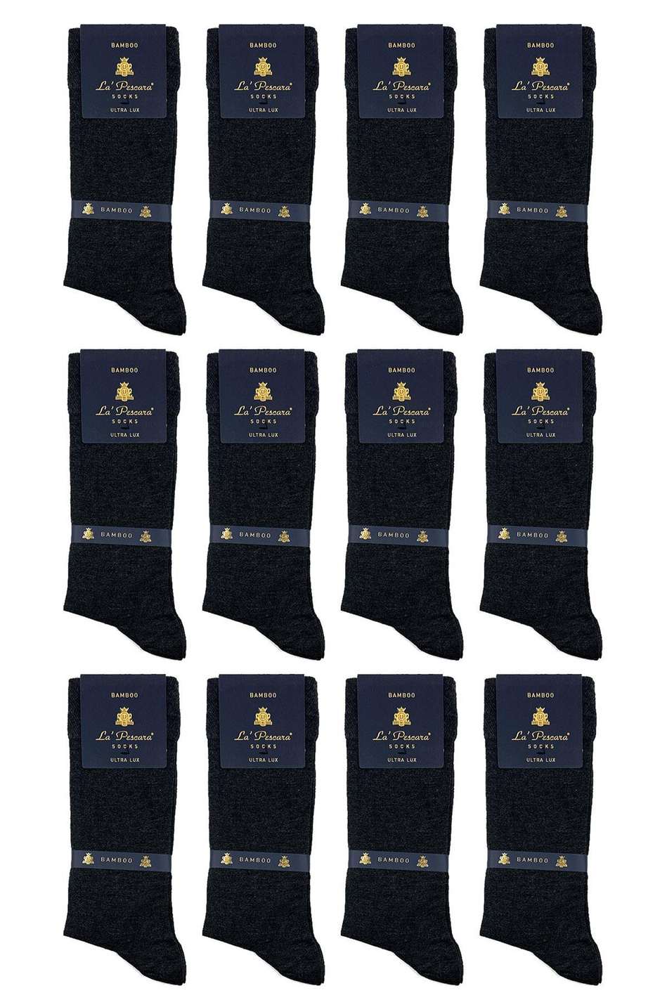 Ultra Lüks 12'li Füme Düz Bambu Erkek Klasik Çorap CRP267
