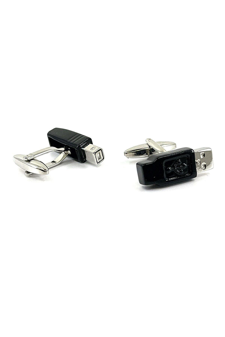 USB Görünümlü Siyah - Gümüş Renk Kol Düğmesi KD1616