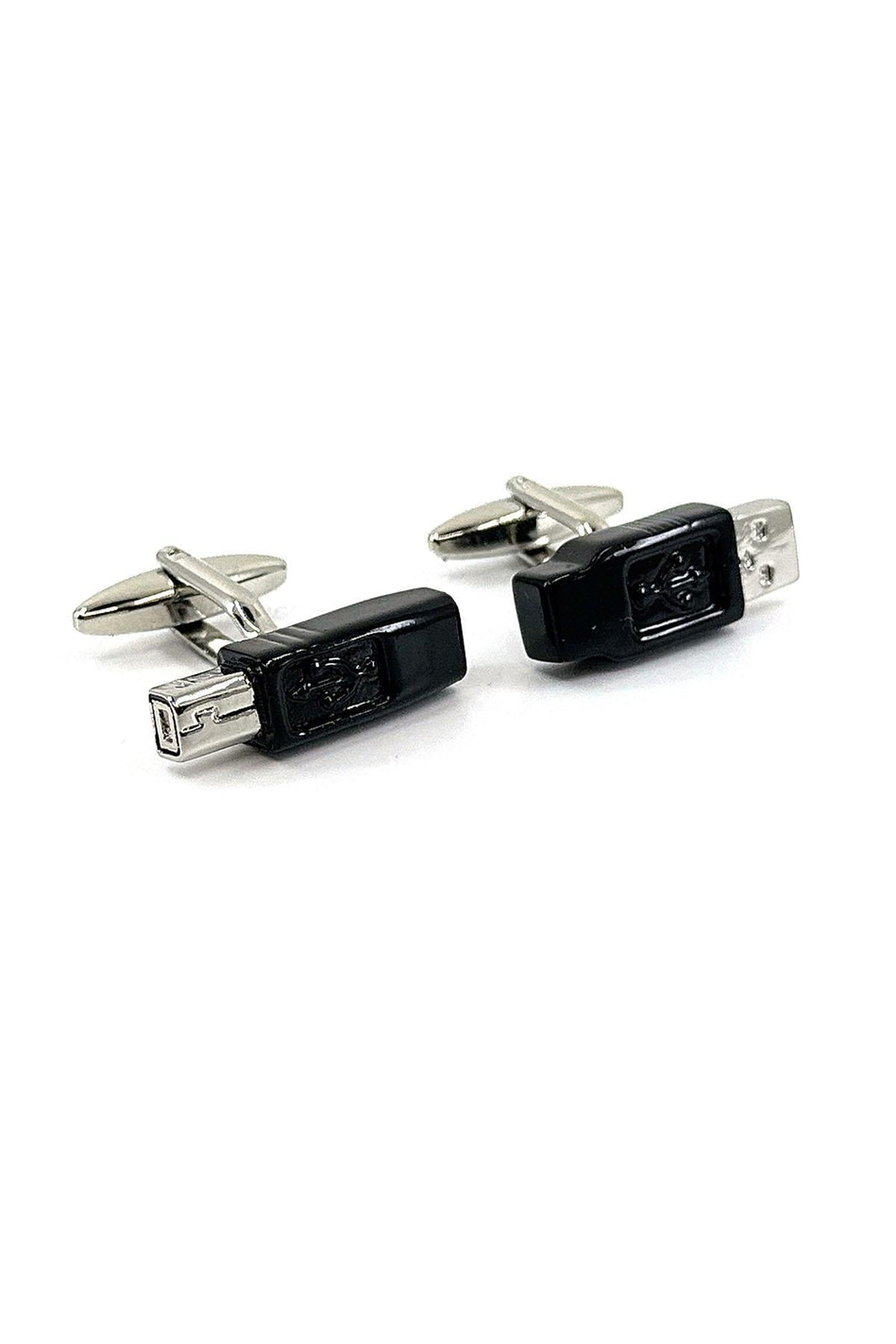 USB Görünümlü Siyah - Gümüş Renk Kol Düğmesi KD1616