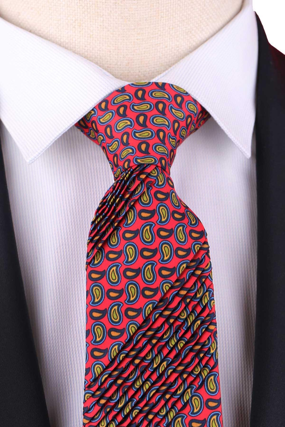 Valdoria Style Kırmızı Şal Desen Piliseli Kravat CRK97