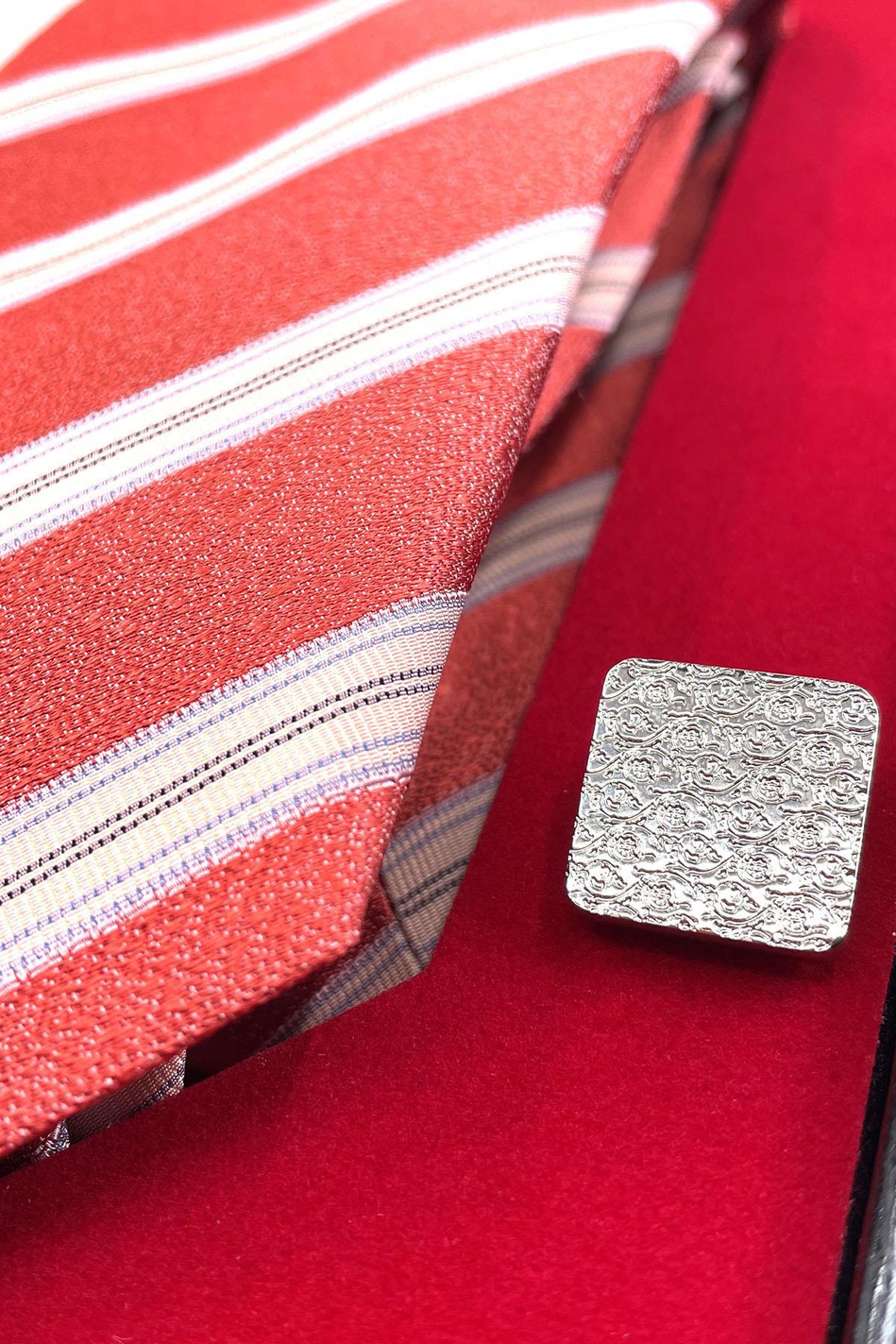 Yavru Ağzı İtalyan İpek Kravat Çelik Kol Düğmesi Erkek Hediye Seti SKS