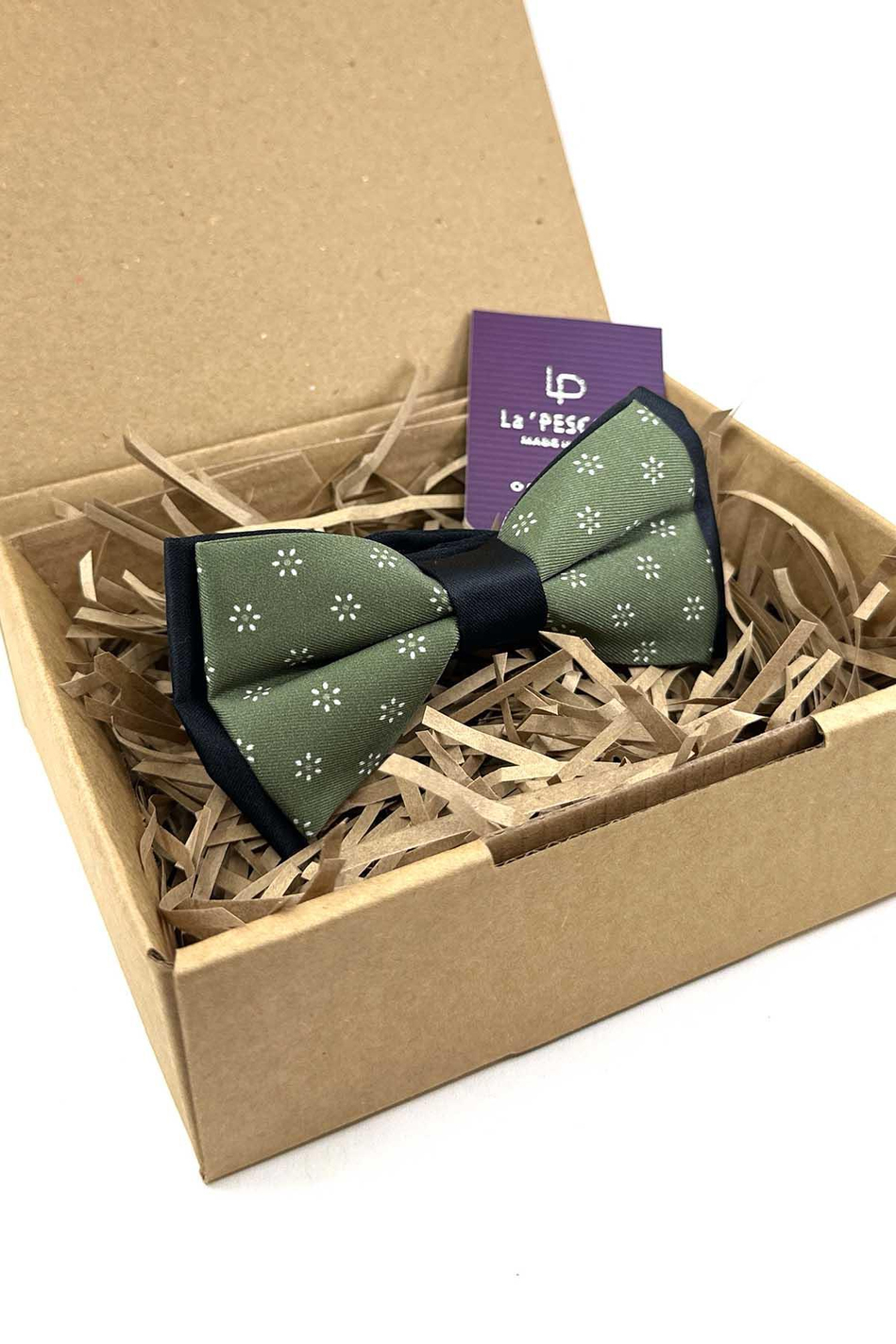 Yeşil Çiçek Desen Papyon P1978