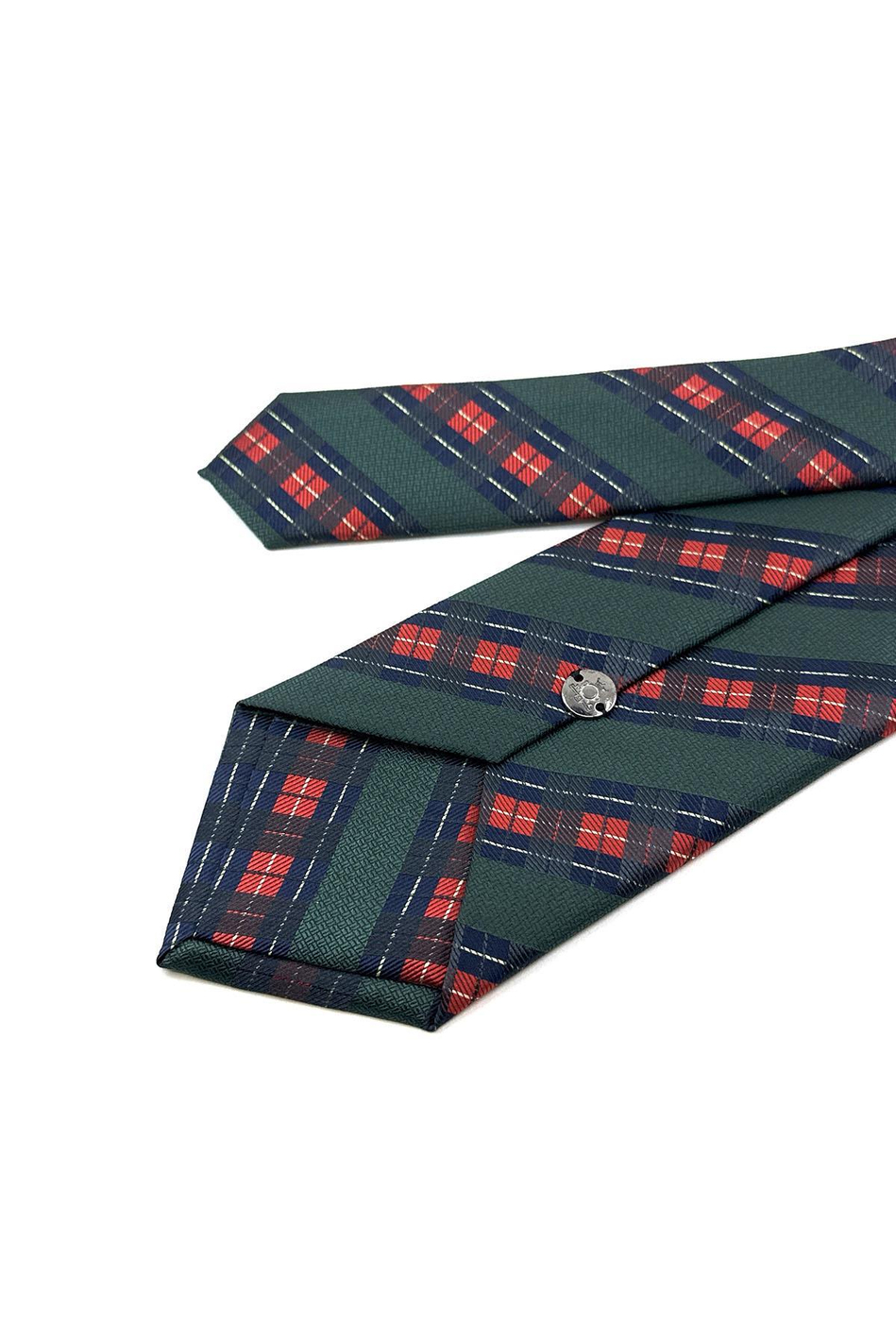 Yeşil Ekose Desen Mendilli Klasik Kravat KK11983
