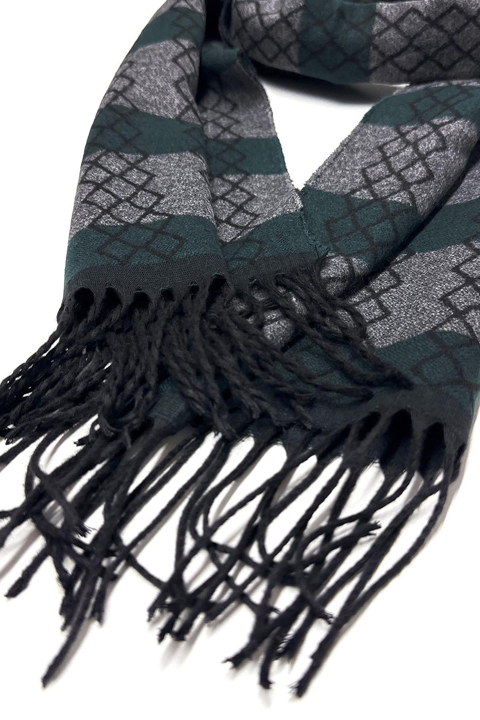 Yeşil - Gri Motif Desen Erkek Kaşkol K411