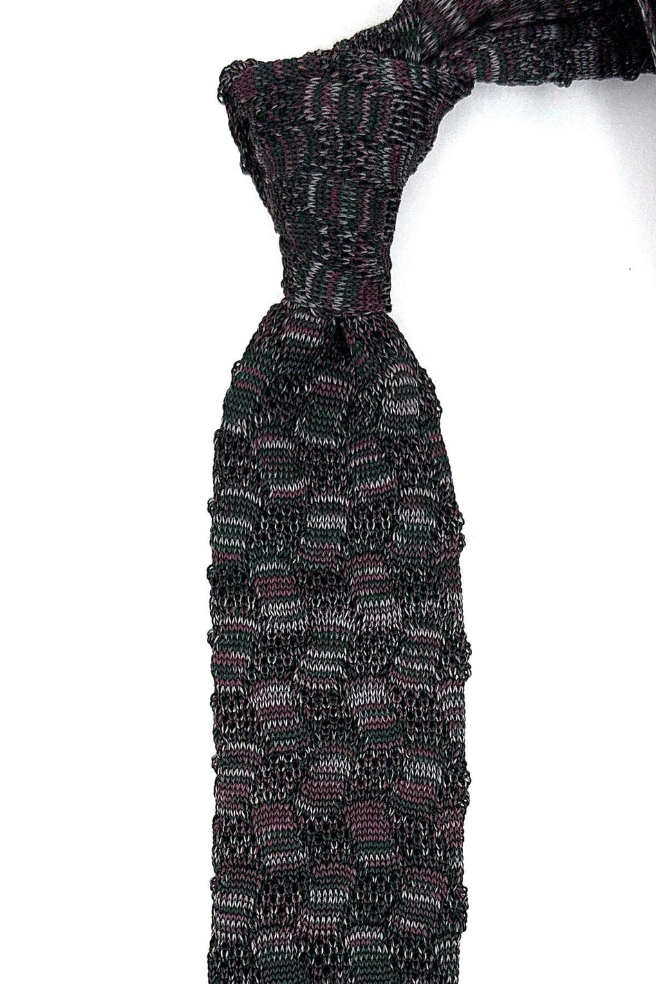 Yeşil - Gül Kurusu Motif Desen Örgü Kravat ÖR8359