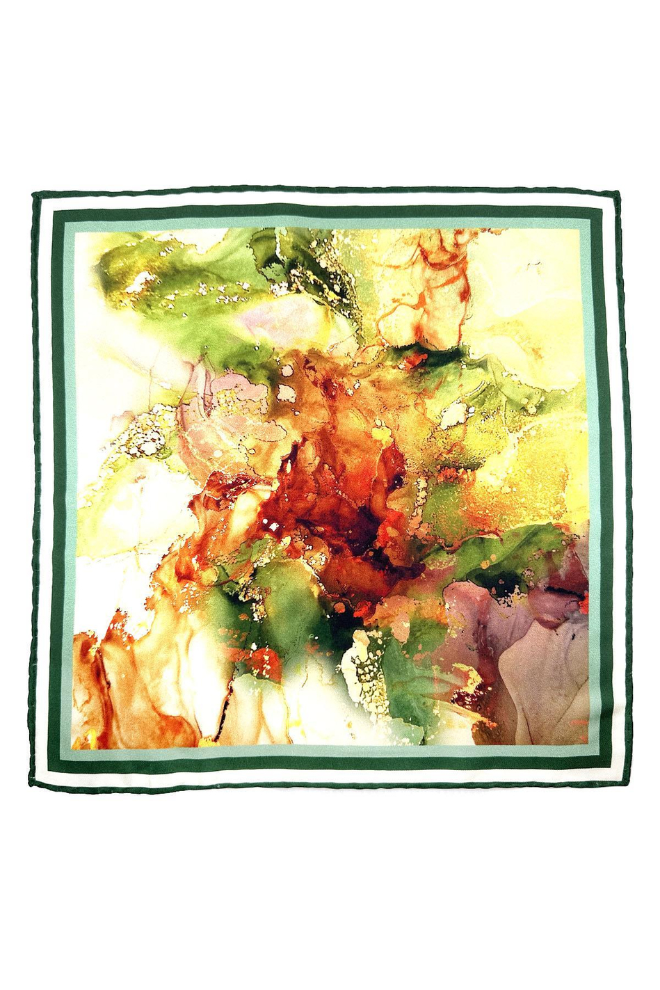 Yeşil - Kahve Motif Desen Erkek Cep Mendili SPS605-85