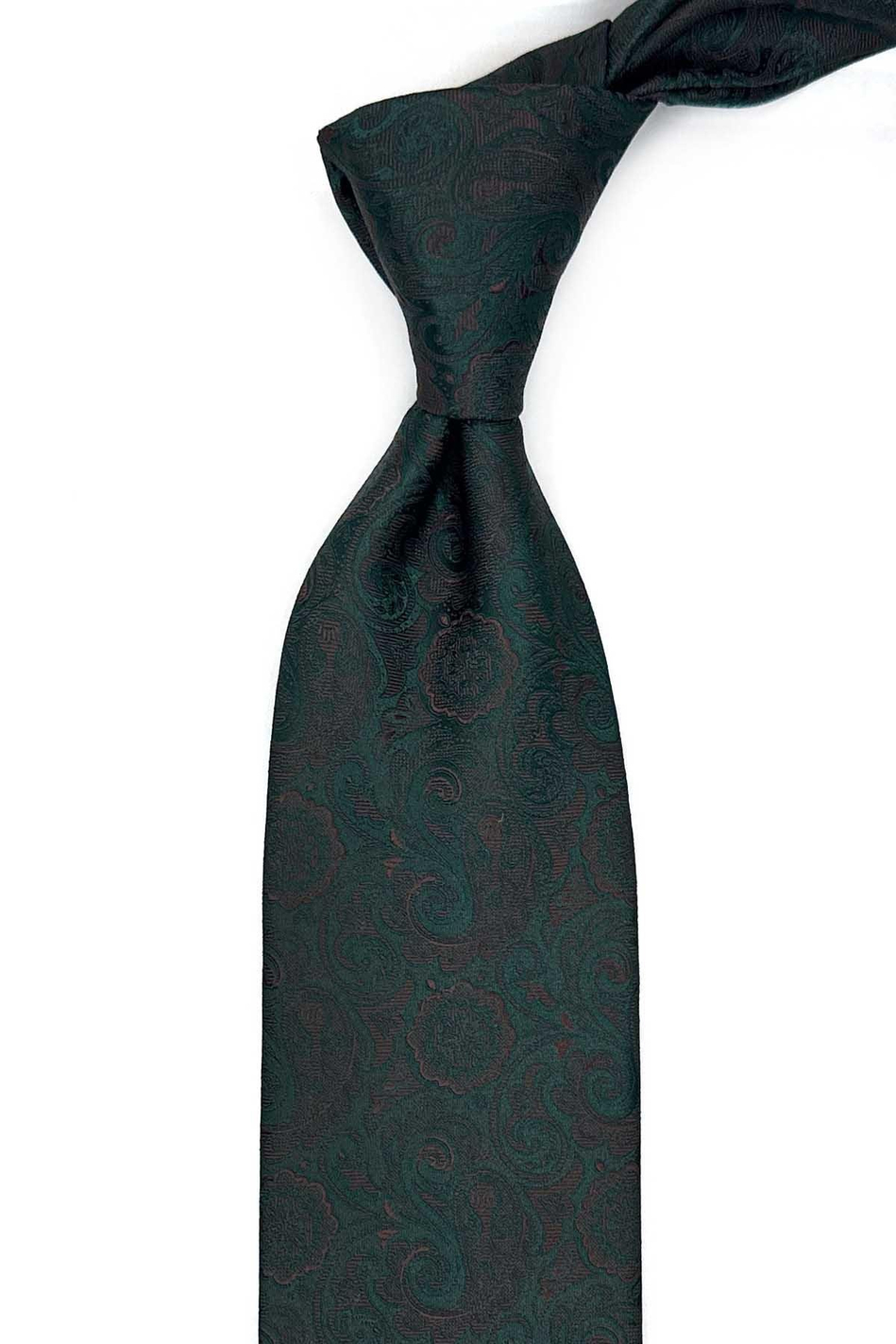 Yeşil - Kahve Şal Desen Mendilli Klasik Kravat KK13302