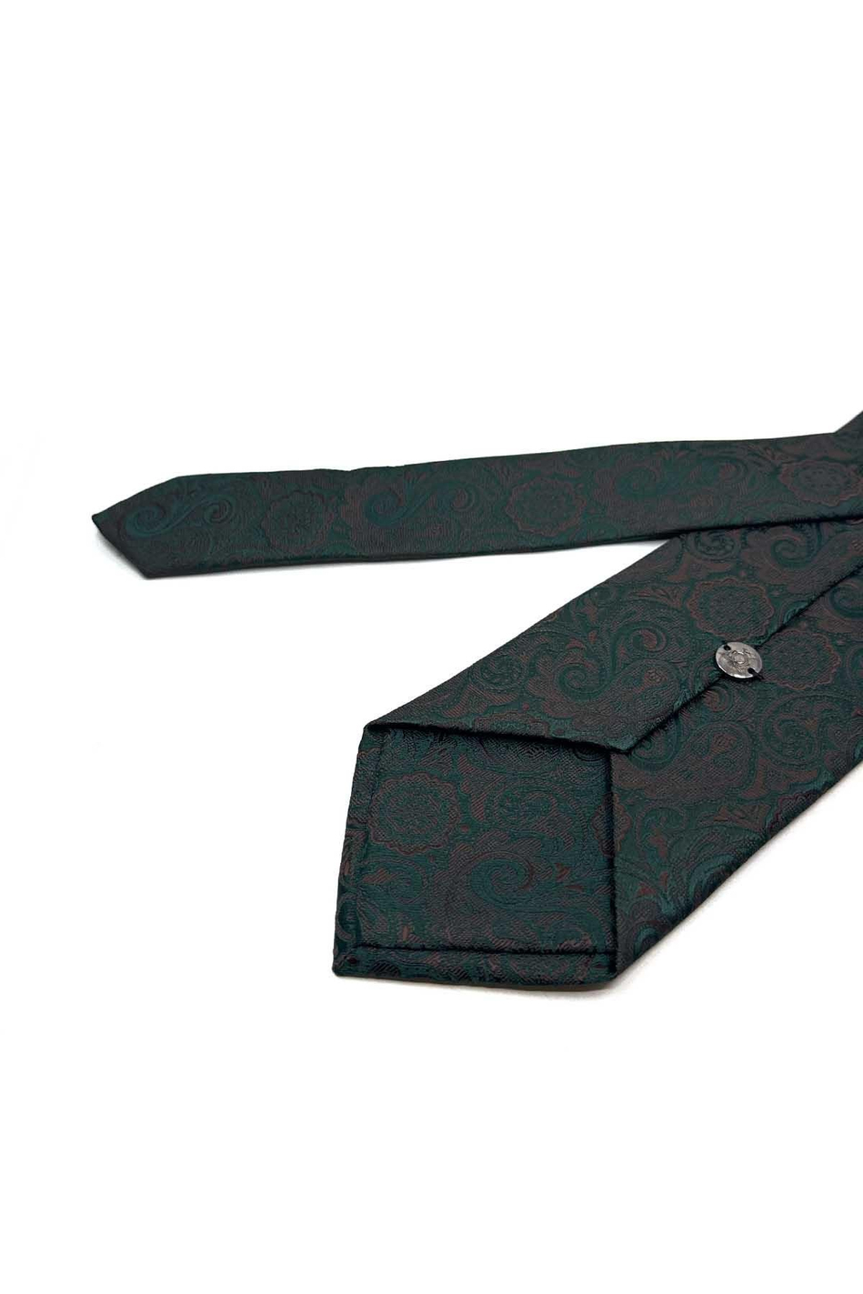 Yeşil - Kahve Şal Desen Mendilli Klasik Kravat KK13302