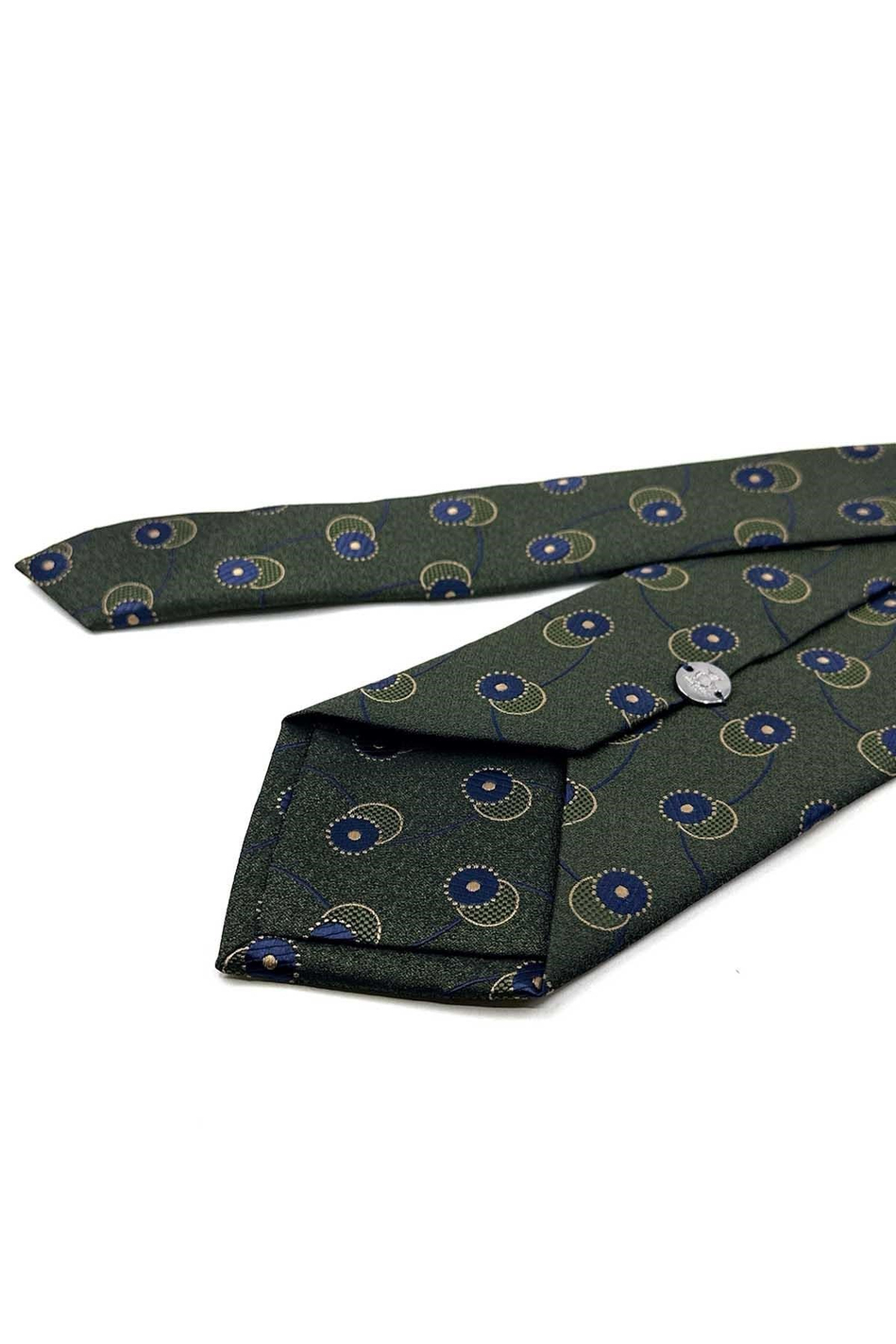 Yeşil Lacivert Motif Desen Mendilli Klasik Kravat KK13980