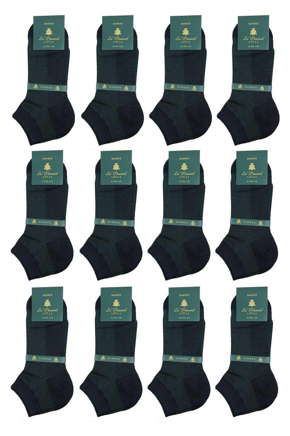 Yeşil - Lacivert Ultra 12'li Lüks Bambu Yarım Erkek Çorap CRP397