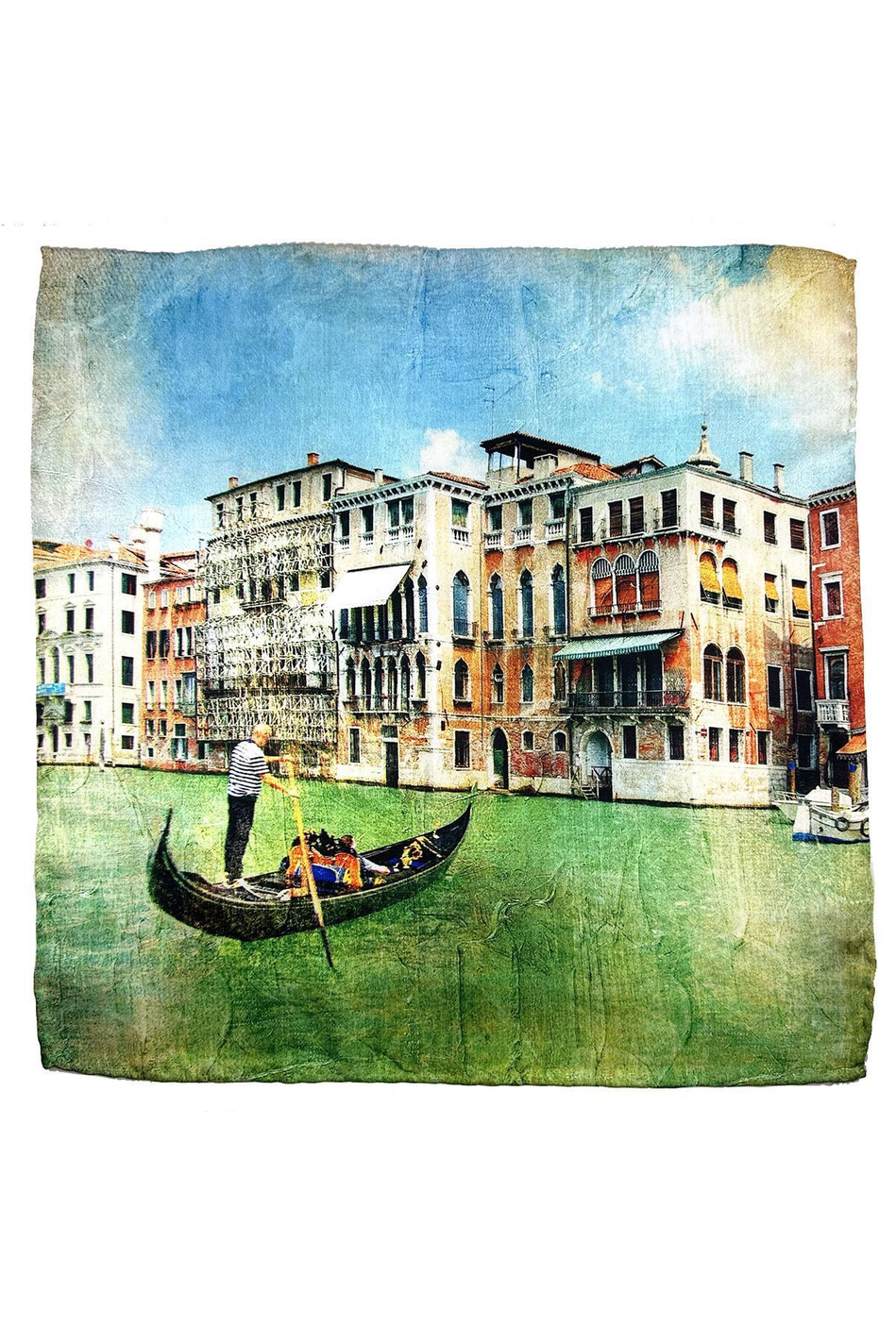 Yeşil - Mavi Venedik Motif Erkek Cep Mendili SPS642-122