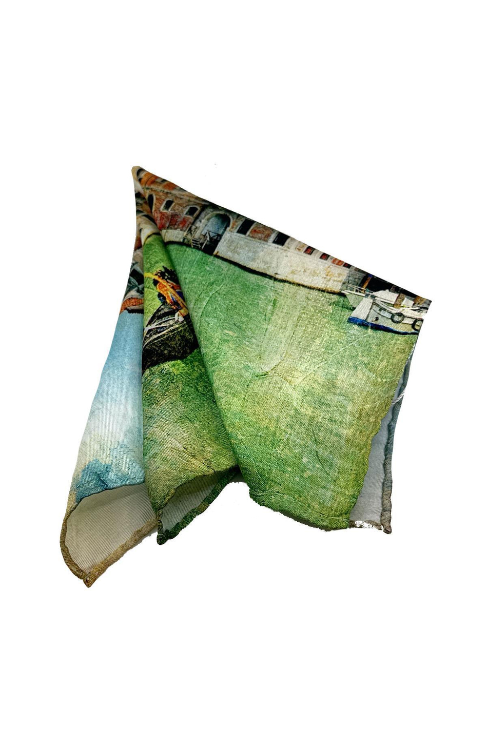 Yeşil - Mavi Venedik Motif Erkek Cep Mendili SPS642-122