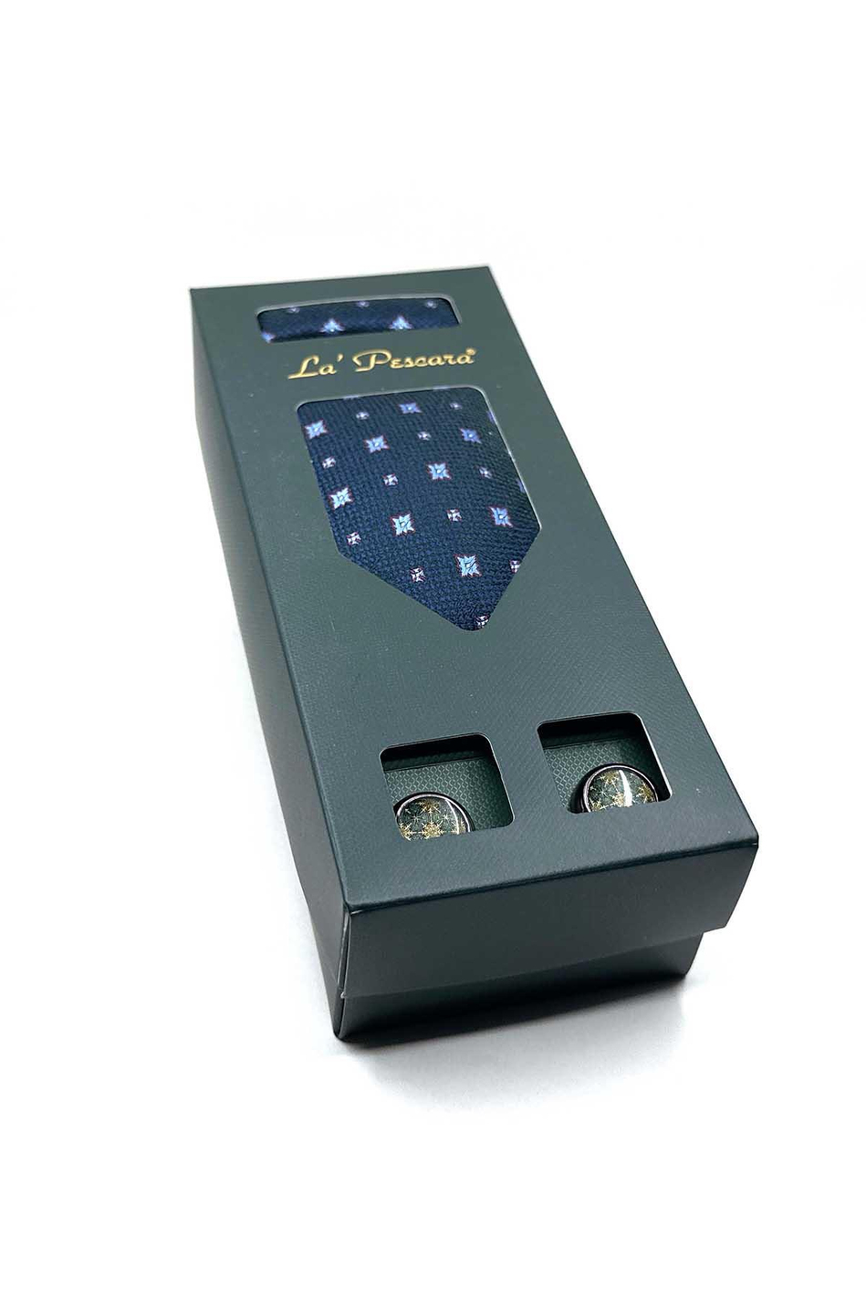 Yeşil Mendilli Kravat Yeşil Kol Düğmesi Hediye Seti OS563