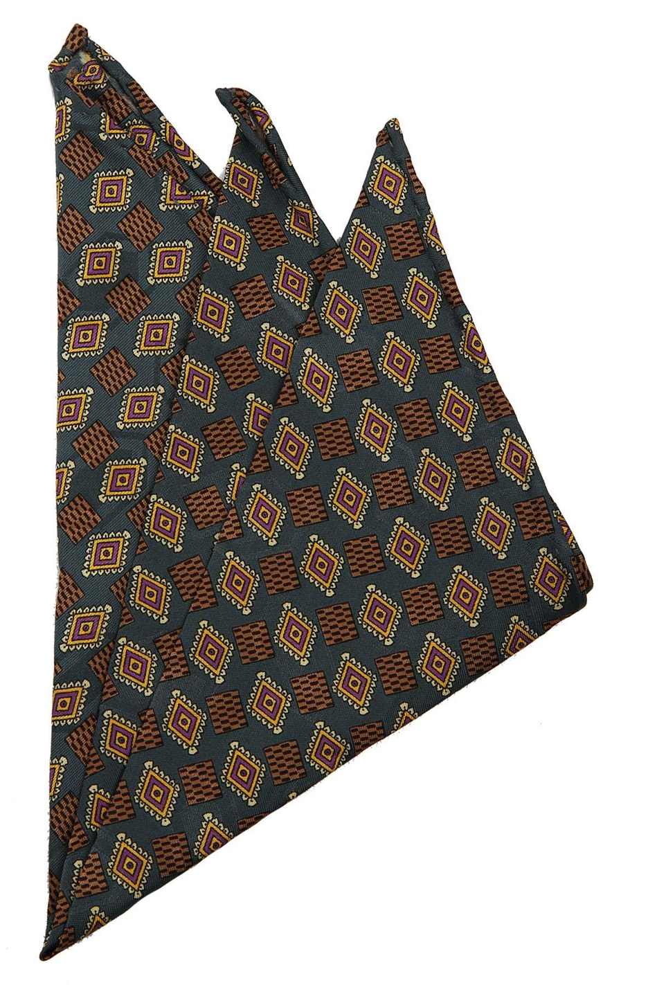 Yeşil Motif Baskılı İpek Mendil SPS349