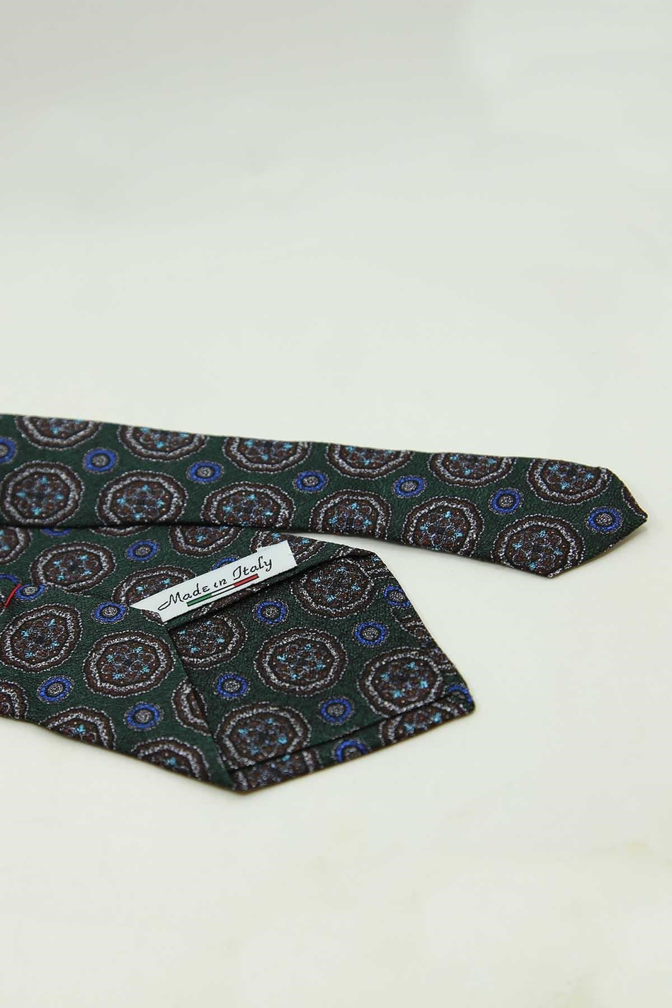 Yeşil Motif Desen İtalyan İpek Kravat İK2493