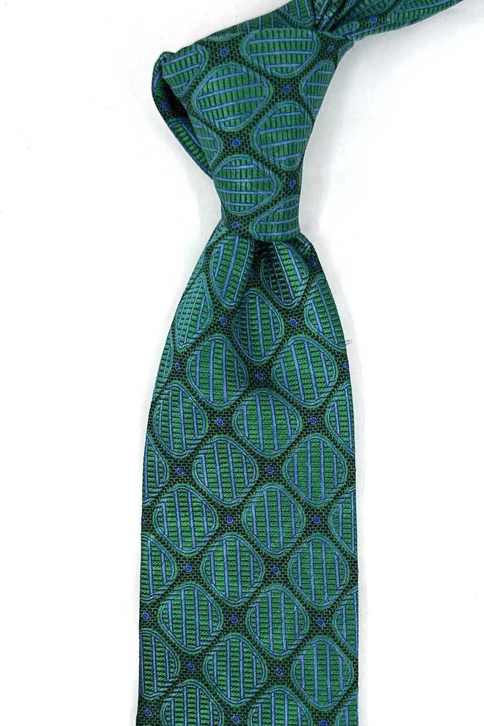 Yeşil Motif Desen İtalyan İpek Kravat İK2618