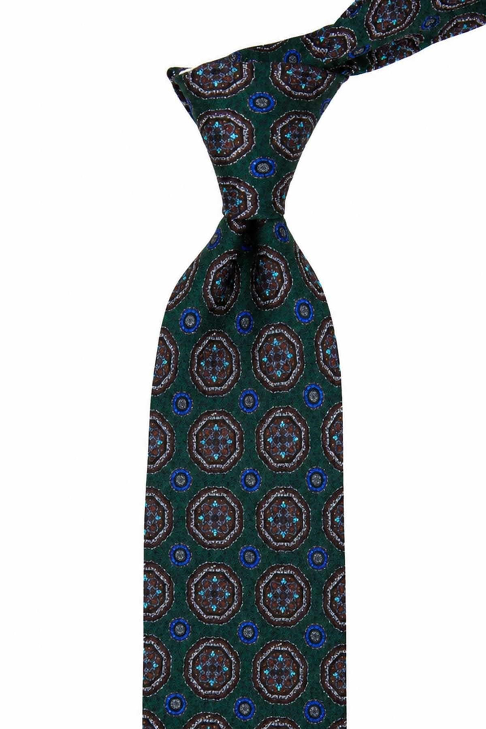 Yeşil Motif Desen İtalyan İpek Kravat İK2493