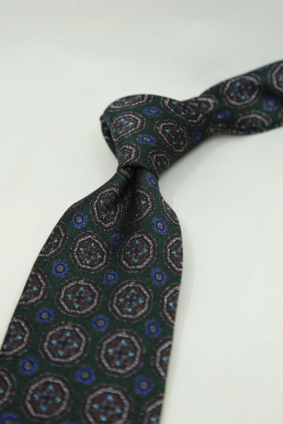 Yeşil Motif Desen İtalyan İpek Kravat İK2493