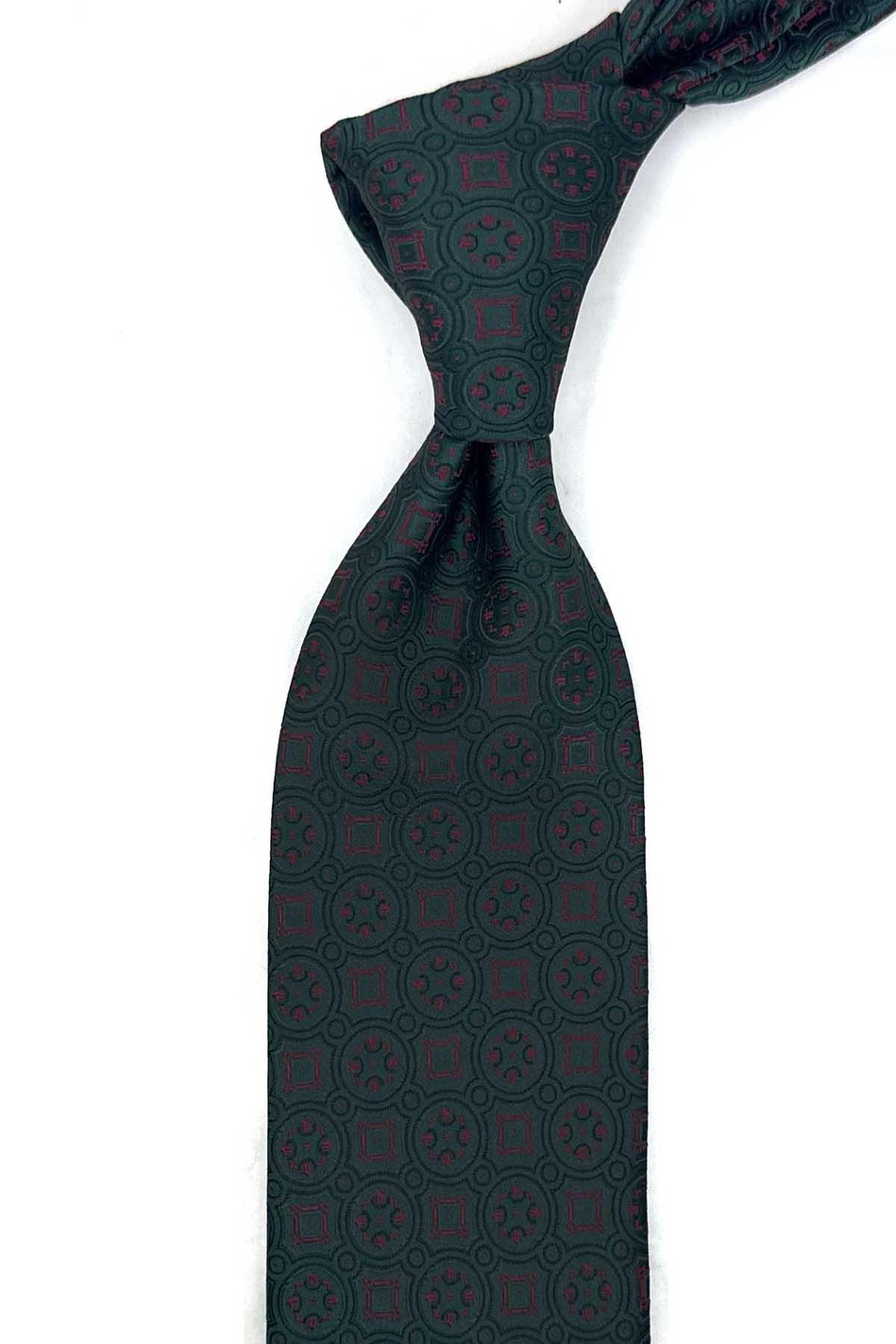Yeşil Motif Desen Mendilli Klasik Kravat KK13997