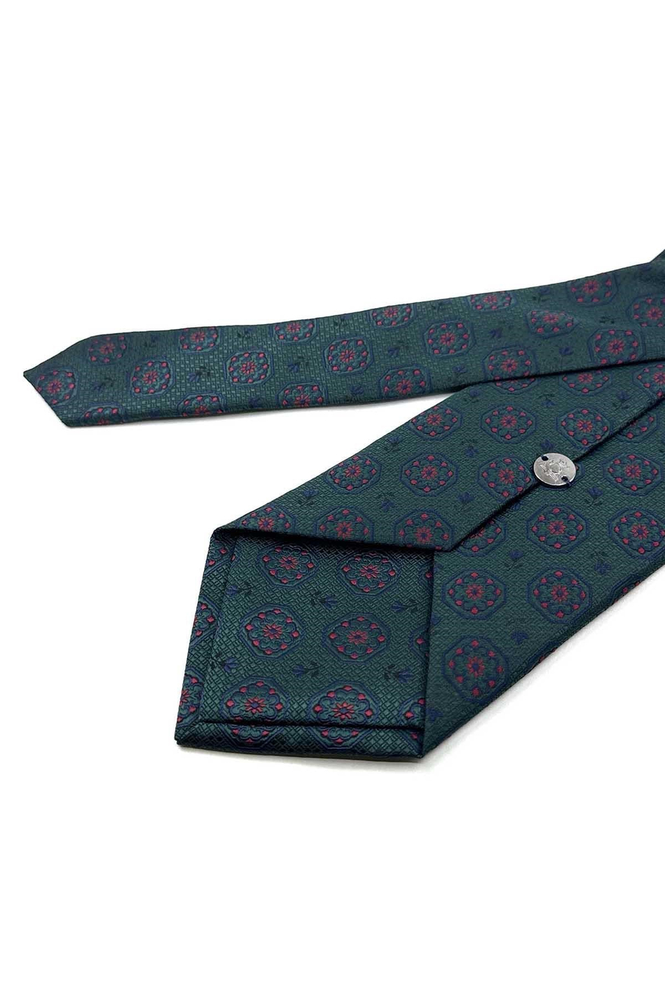 Yeşil Motif Desen Mendilli Klasik Kravat KK13947