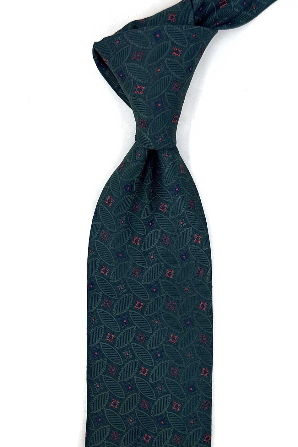 Yeşil Motif Desen Mendilli Klasik Kravat KK13984