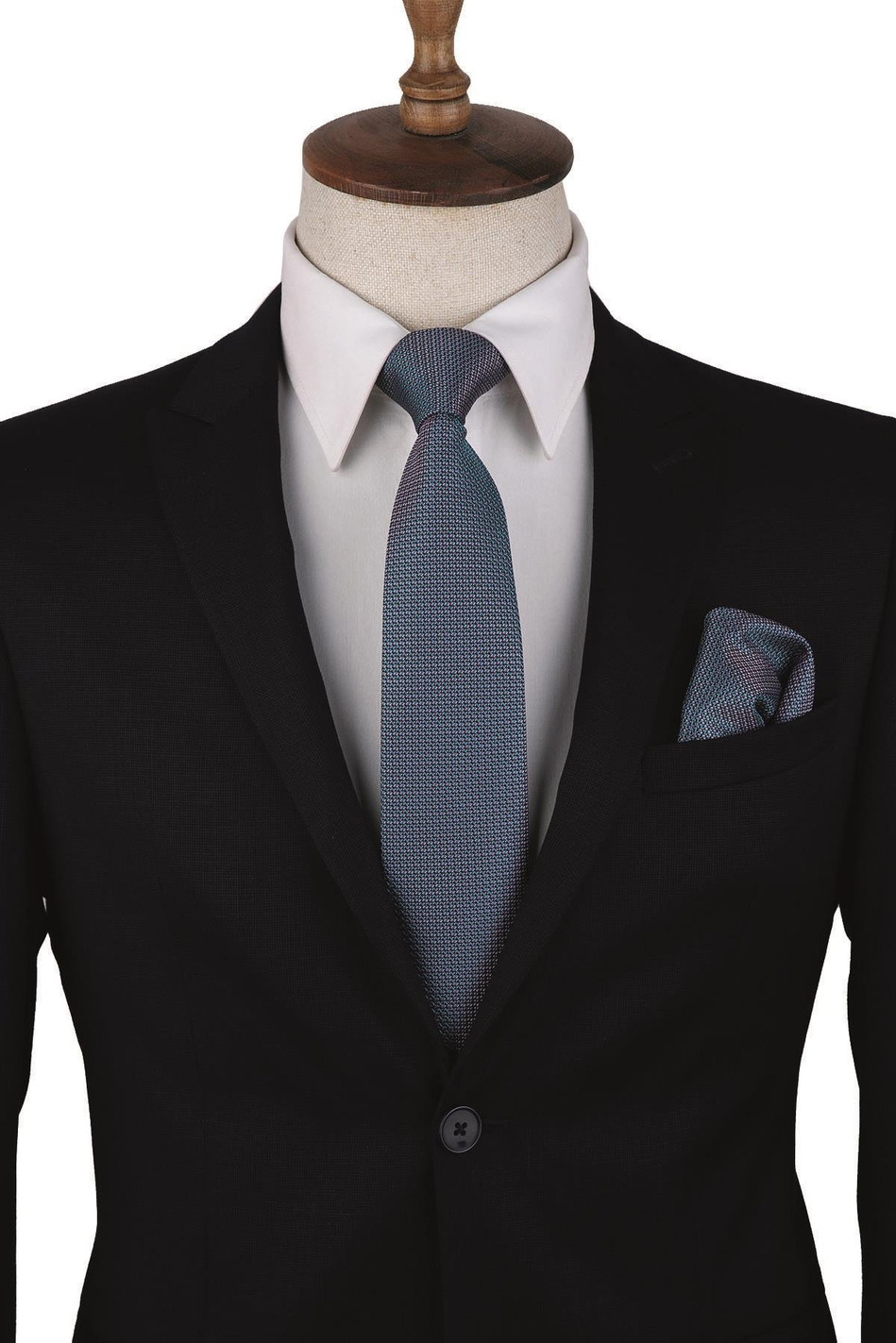 Yeşil Nokta Desen Mendilli Klasik Kravat KK10106