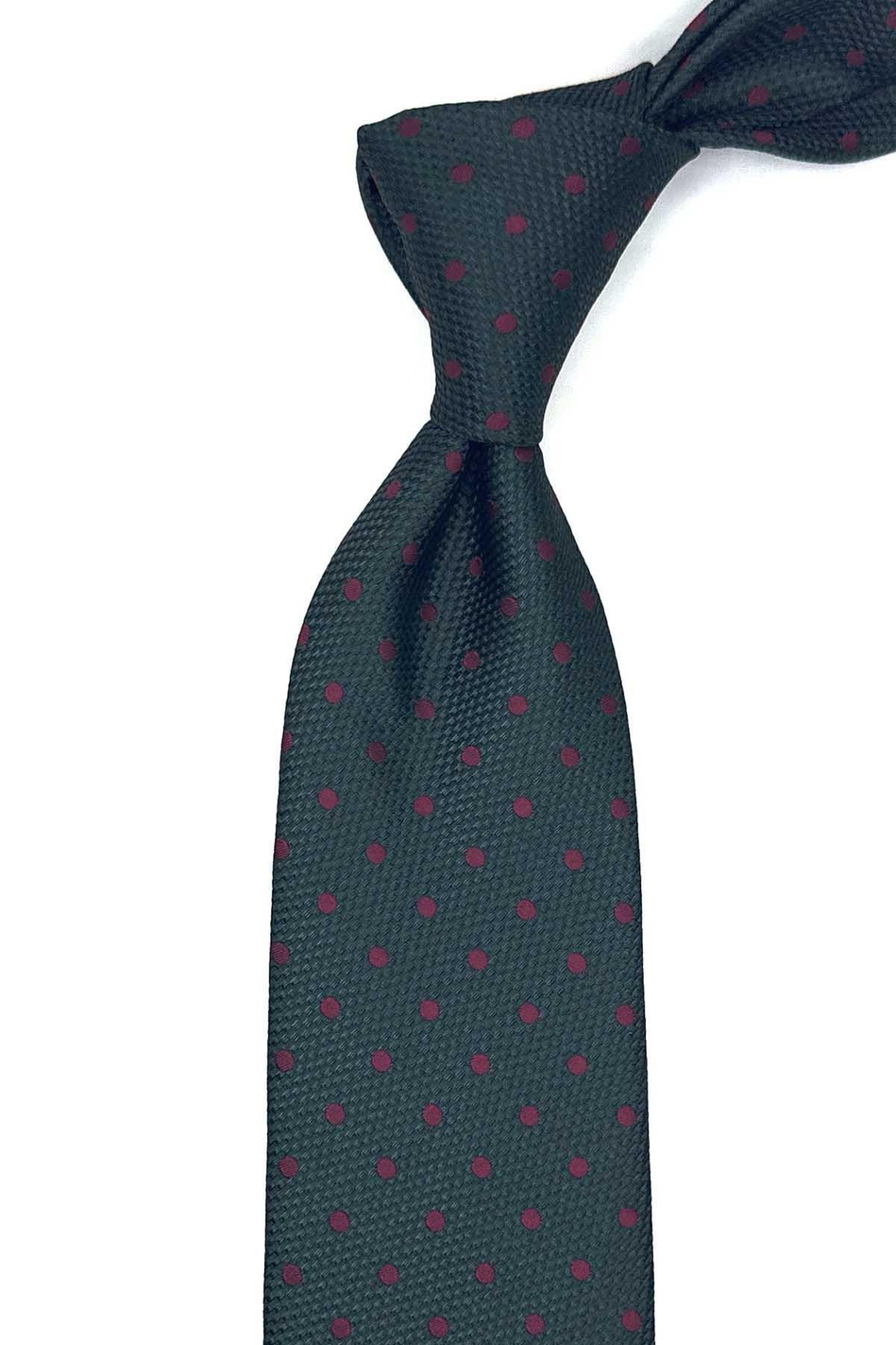 Yeşil Puantiye Desen Mendilli Klasik Kravat KK12999
