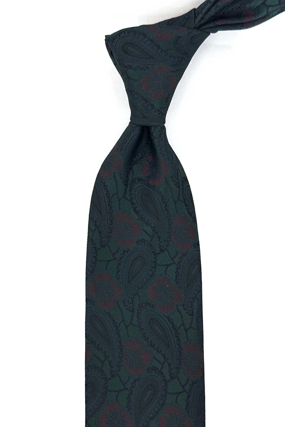 Yeşil Şal Desen Mendilli Klasik Kravat KK13126