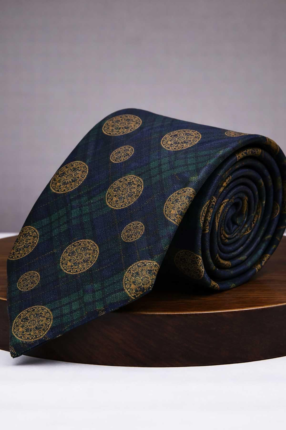Yeşil - Sarı Motif Kravat