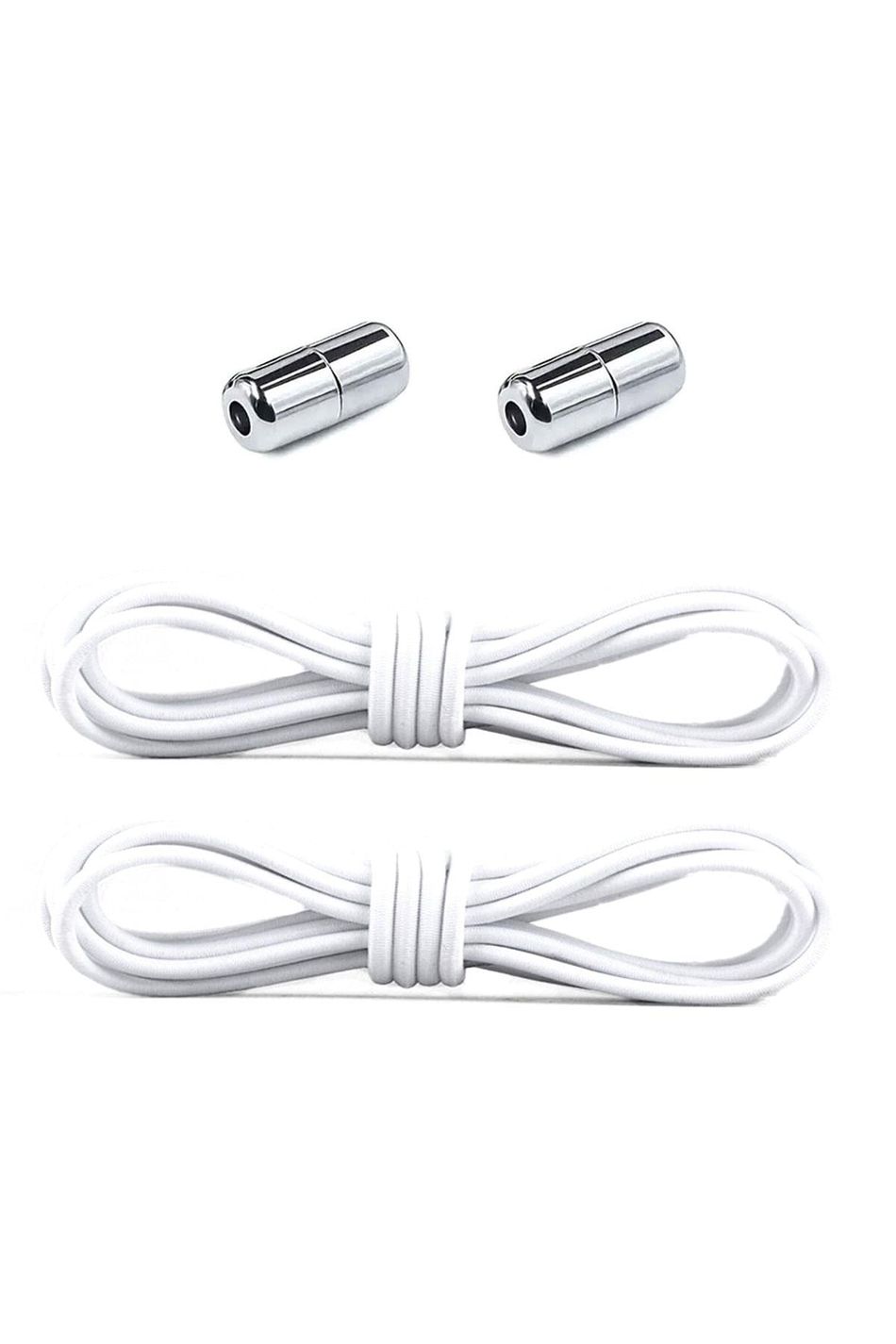 Ayarlanabilir 1 Çift Beyaz Vidalı Kapsül Uçlu Yuvarlak Lastik Pratik Bağcık BGCK-0008-B