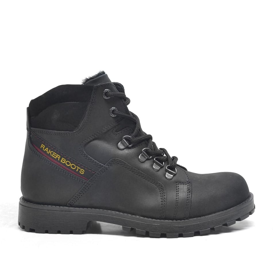 RakerRakerRaker® Hakiki Deri Siyah Fermuarlı Kürklü Genç Çocuk PostalErkek Çocuk Bot & Çizme9400-SN-L