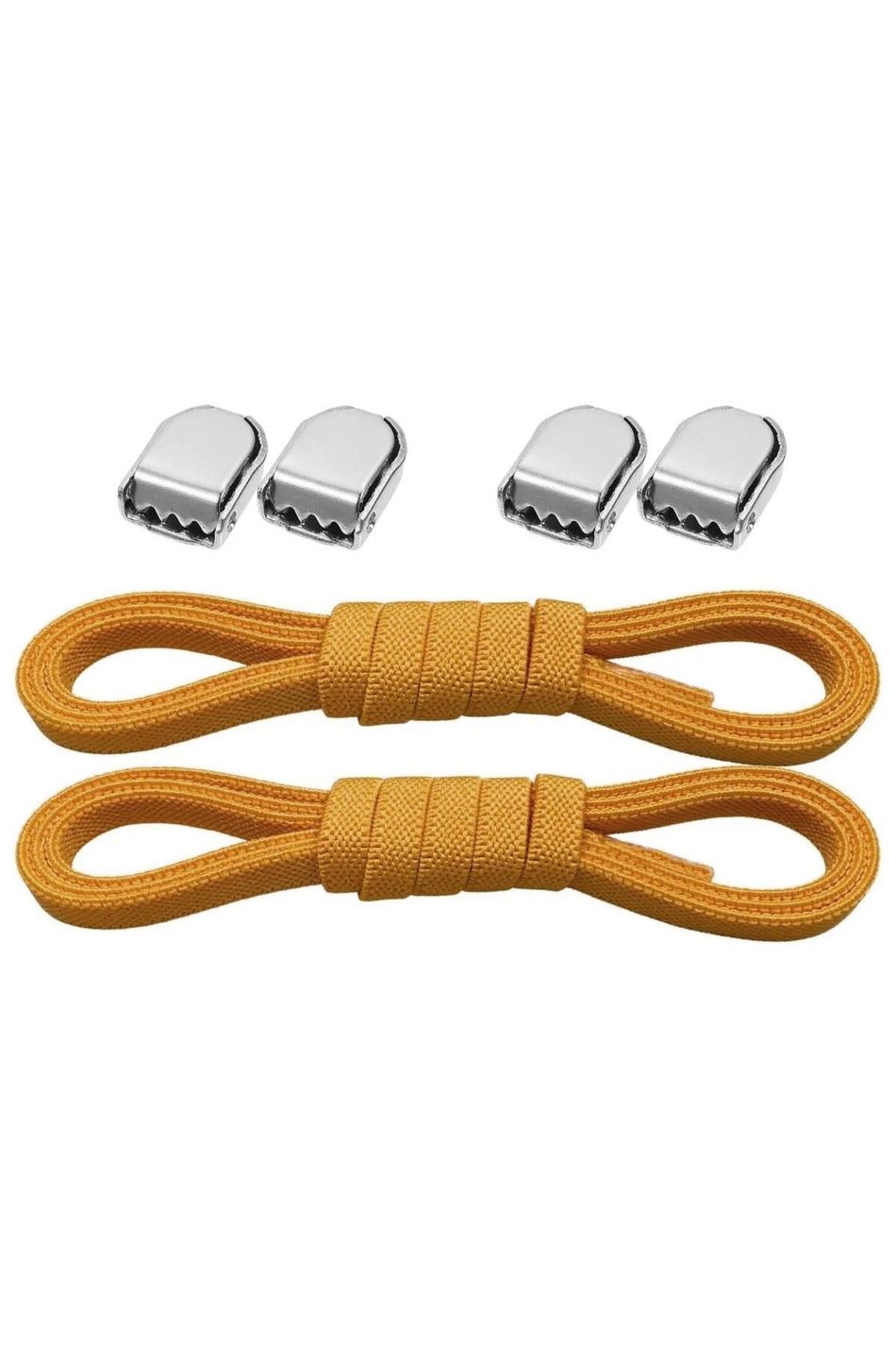 Akıllı Kilitli Ayarlanabilir 1 Çift Hardal Sarı 6 MM Lastik Pratik Bağcık