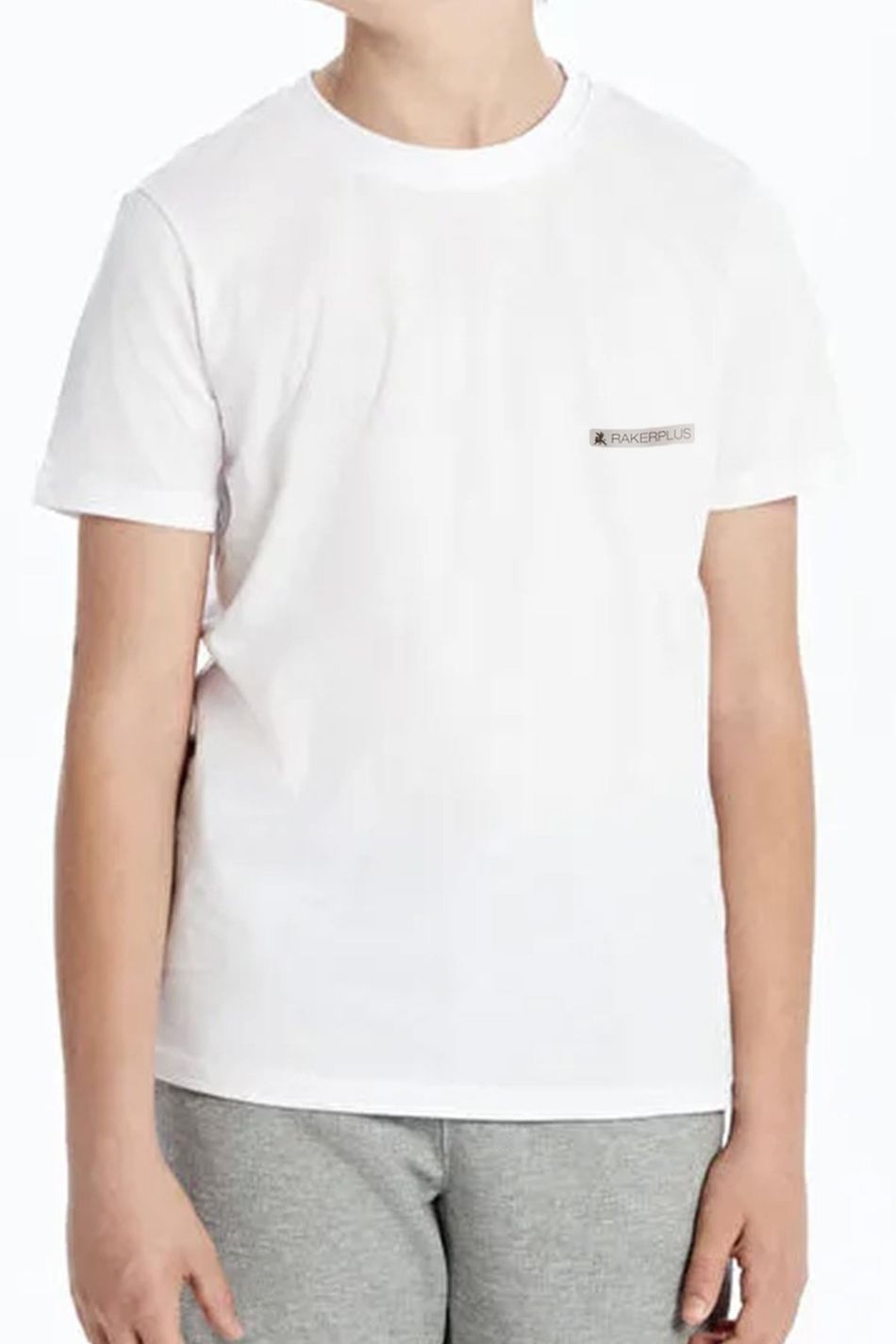 Rakerplus Beyaz %100 Pamuk Unisex Kısa Kollu Çocuk Tişört CTS-001-B.XXL