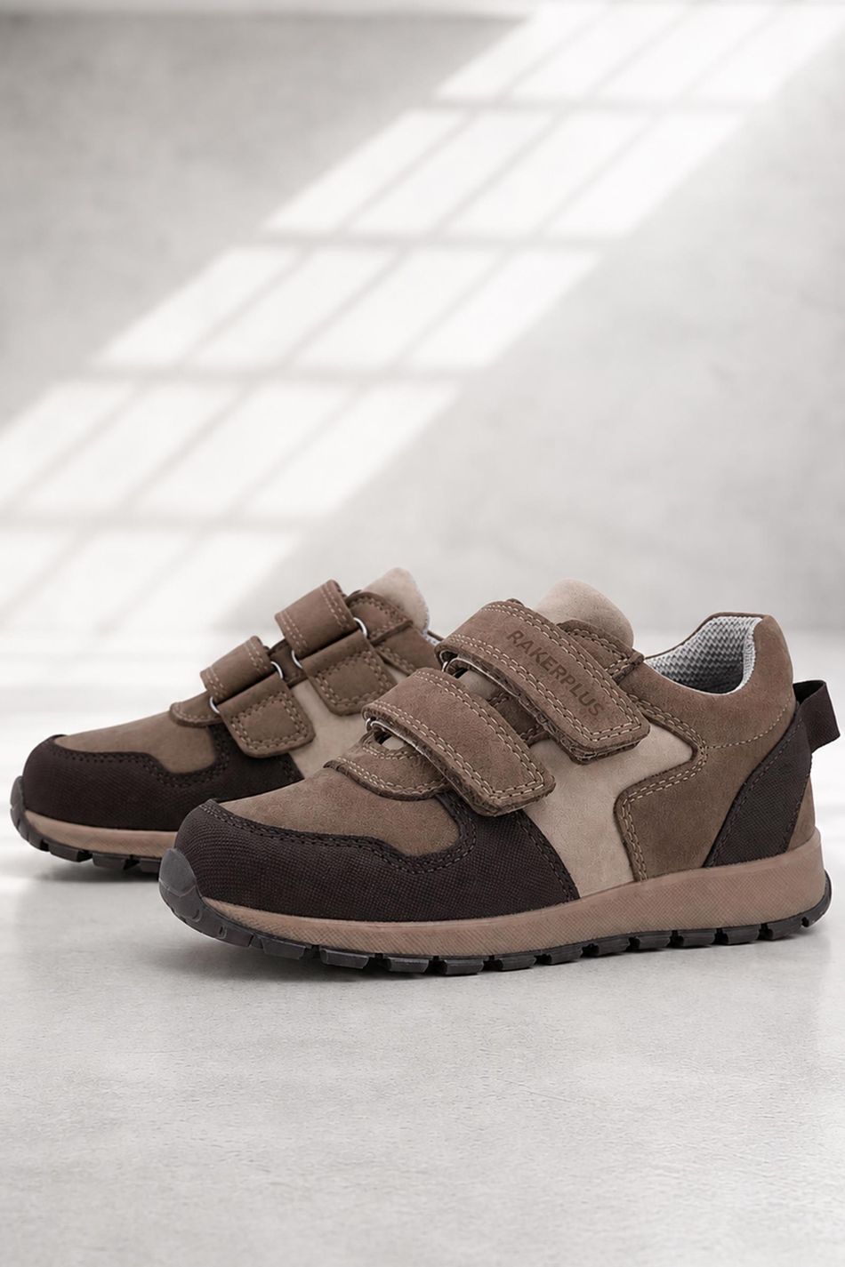 Rakerplus Hakiki Deri Cırt Cırtlı Kahve Vizon Çocuk Sneakers Spor Ayakkabı