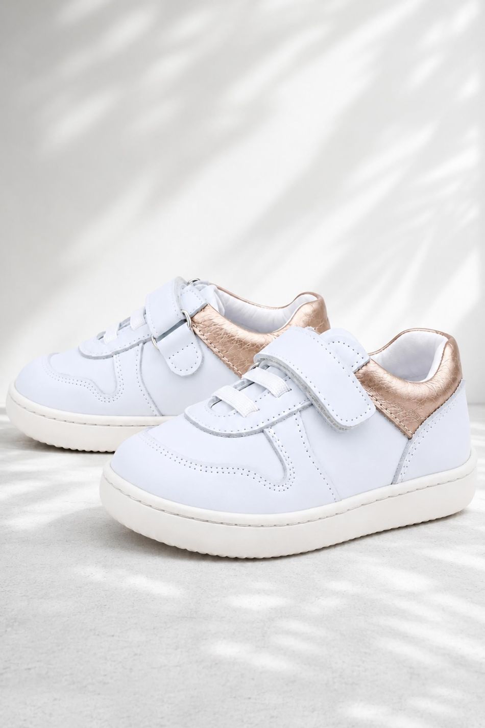 Rakerplus Bob Hakiki Deri Beyaz Nubuk Bakır Cırtlı Bebek Sneaker Ayakkabı
