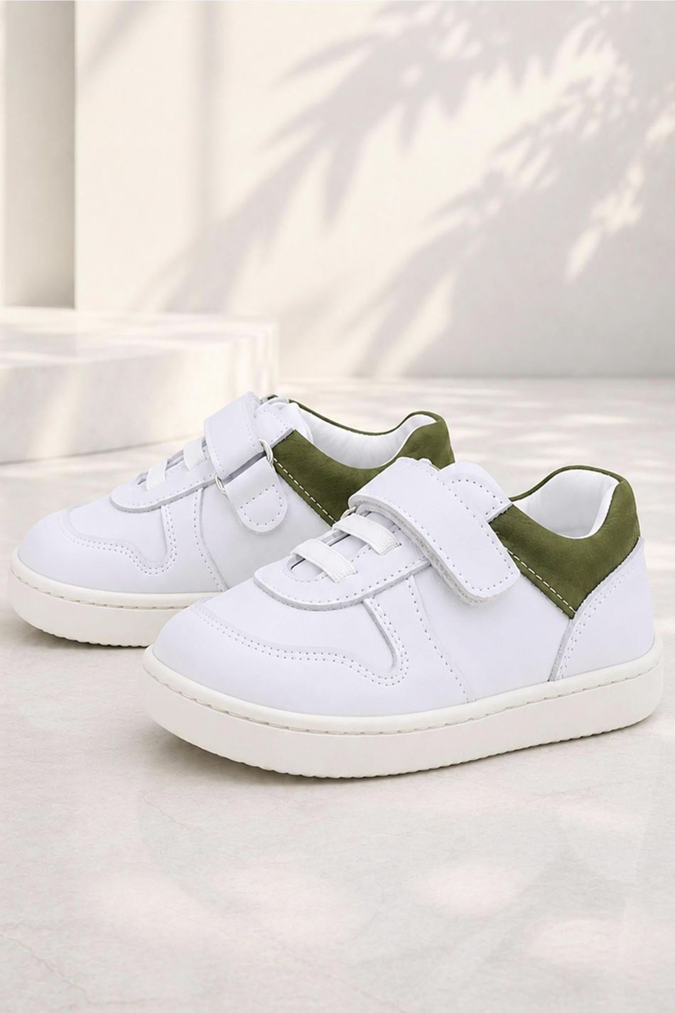 Rakerplus Bob Beyaz Nubuk Haki Hakiki Deri Bebek Sneaker Ayakkabı