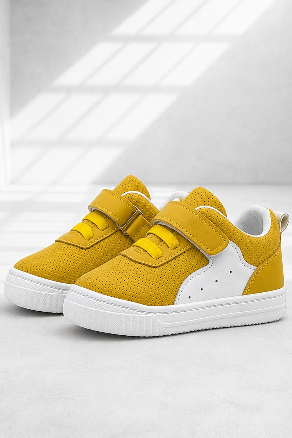 Rakerplus Pup Hakiki Deri Sarı Cırtlı Lastikli Bebek Sneaker