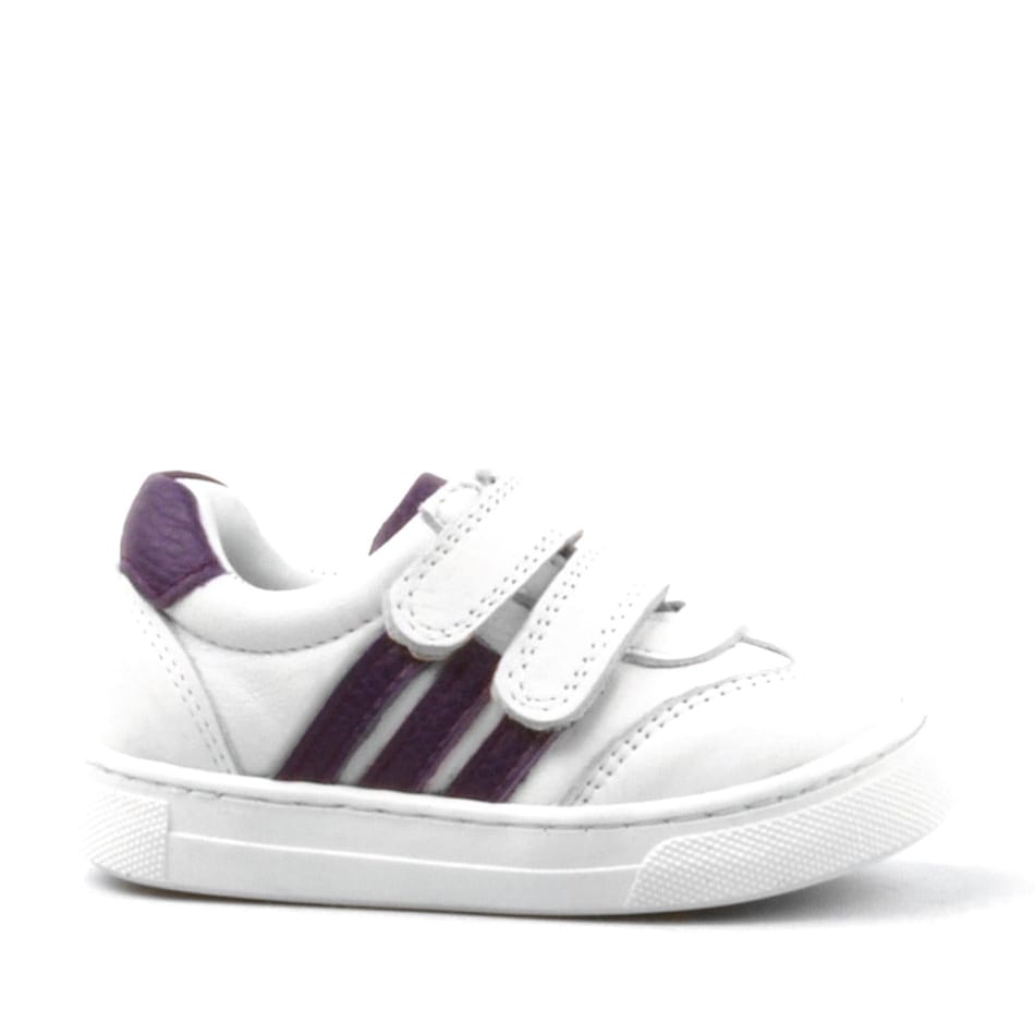 Rakerplus Rakerplus Paw Hakiki Deri Beyaz-Mor Cırtlı Bebek Spor Ayakkabı Sneaker