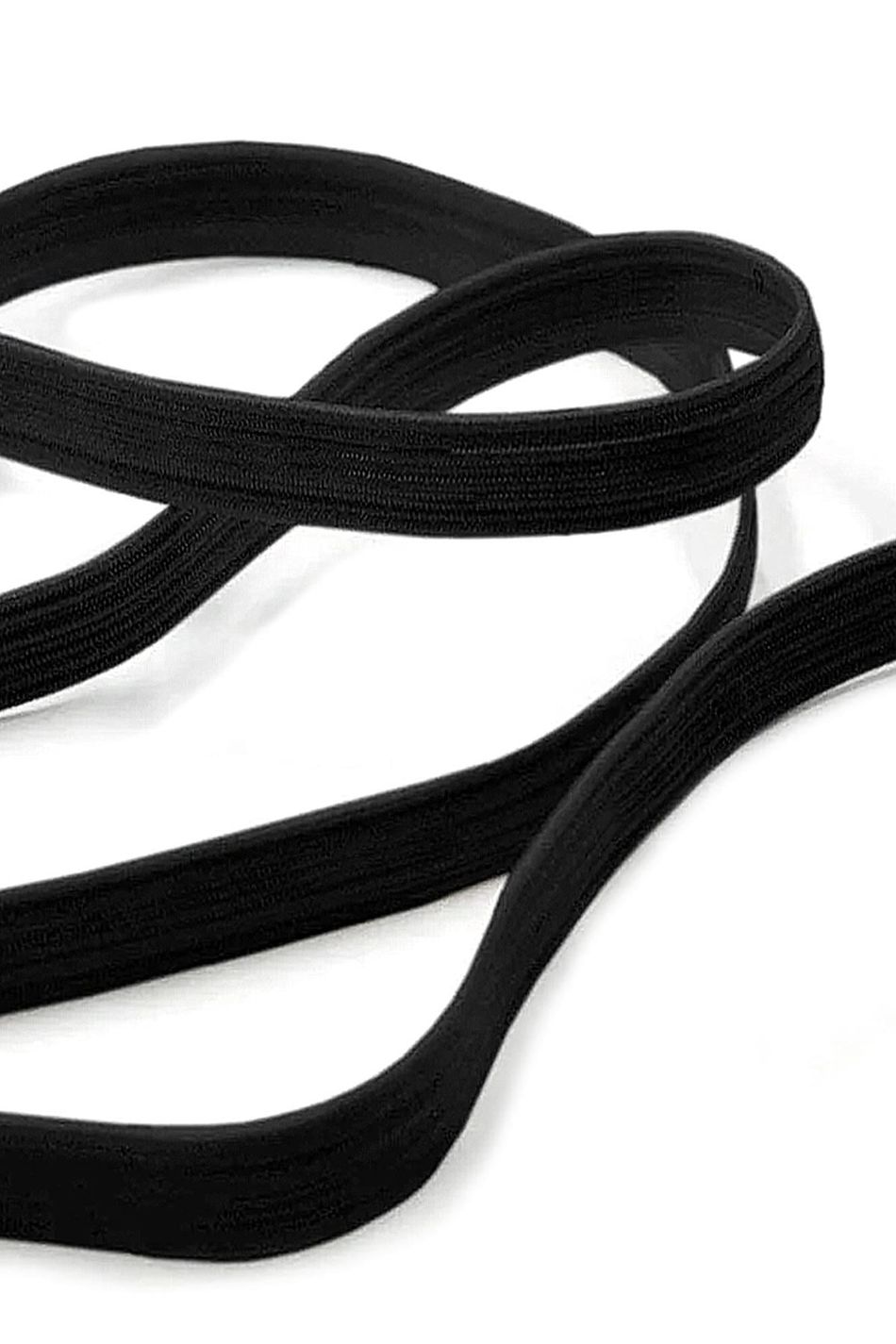 Siyah 12 mm 5 mt Dayanıklı Sert Yassı Elastik Şerit Lastik B-0104-S-12