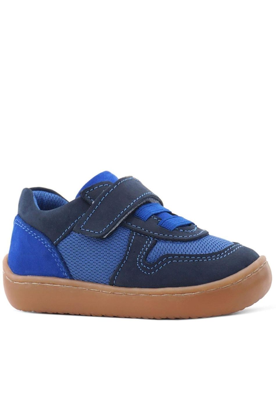 Rakerplus Bob Hakiki Deri Lacivert Mavi Barefoot Cırtlı Lastikli Bebek Sneaker Ayakkabı