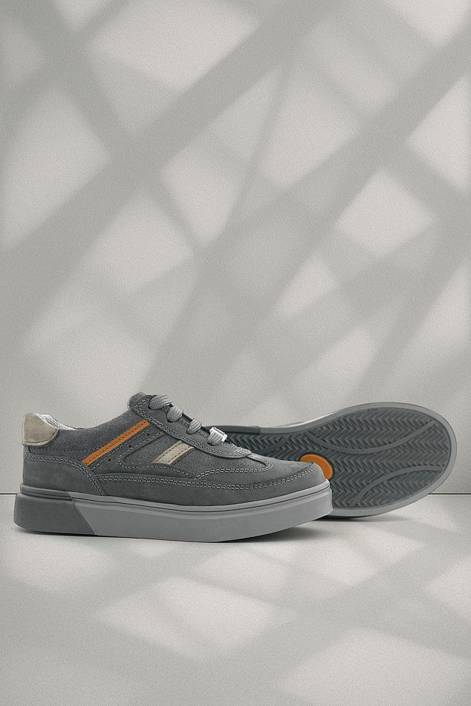 Rakerplus Gri Hakiki Deri Bağcıklı Gri Tabanlı Çocuk Sneaker Ayakkabı
