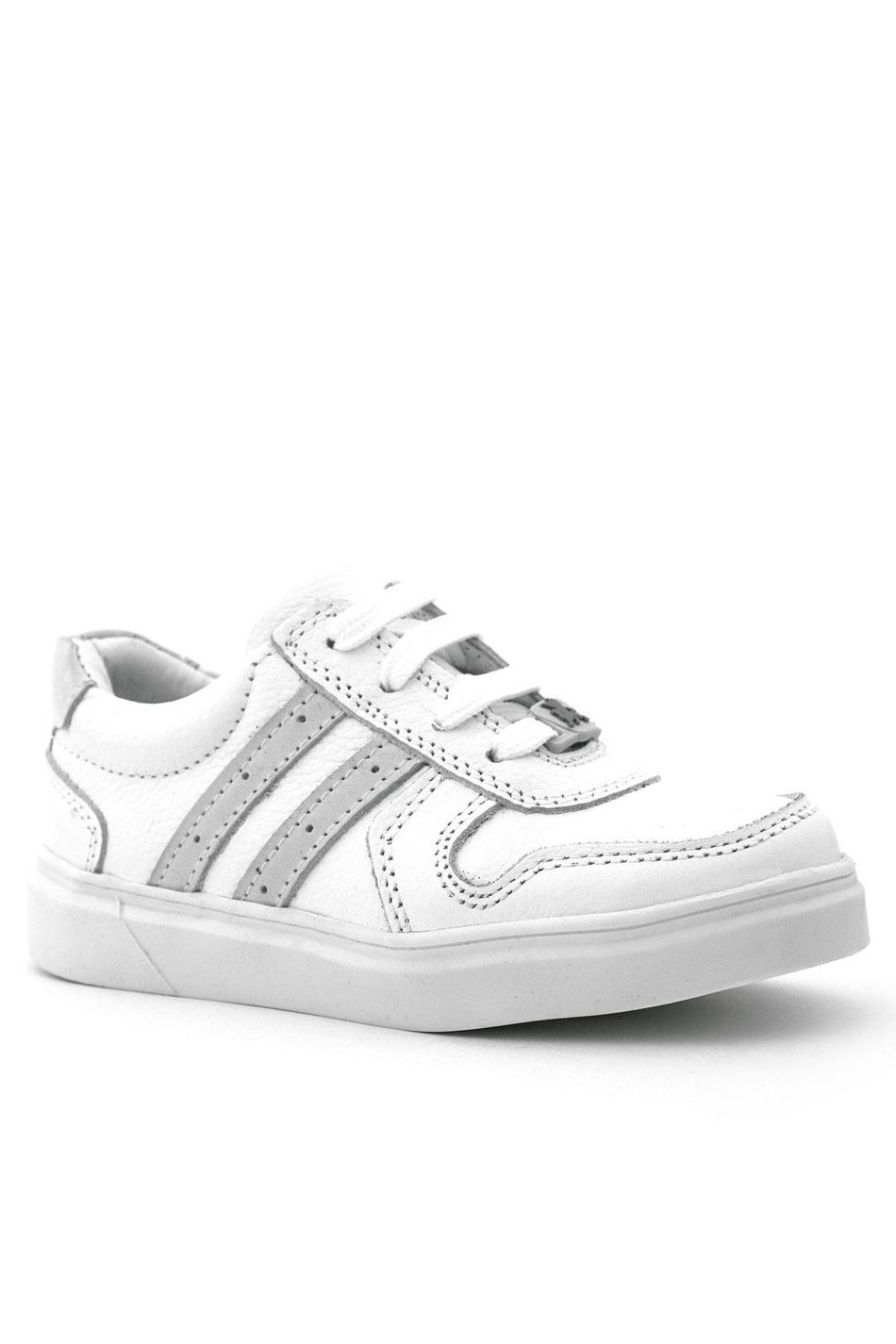 Rakerplus Hakiki Deri Beyaz Bağcıklı Fermuarlı Çocuk Sneaker Ayakkabı